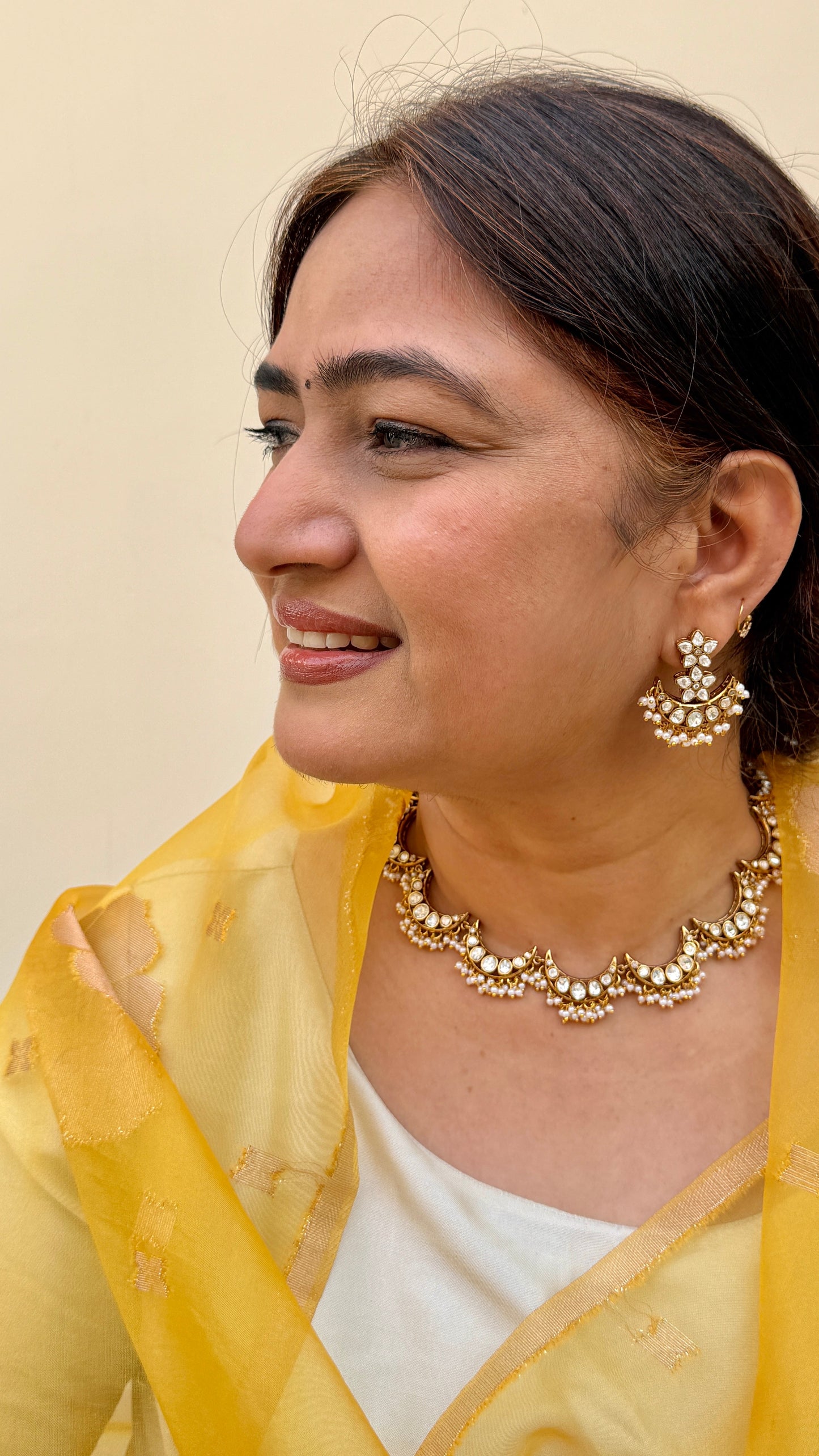 Chaand Polki & Pearl Necklace Set