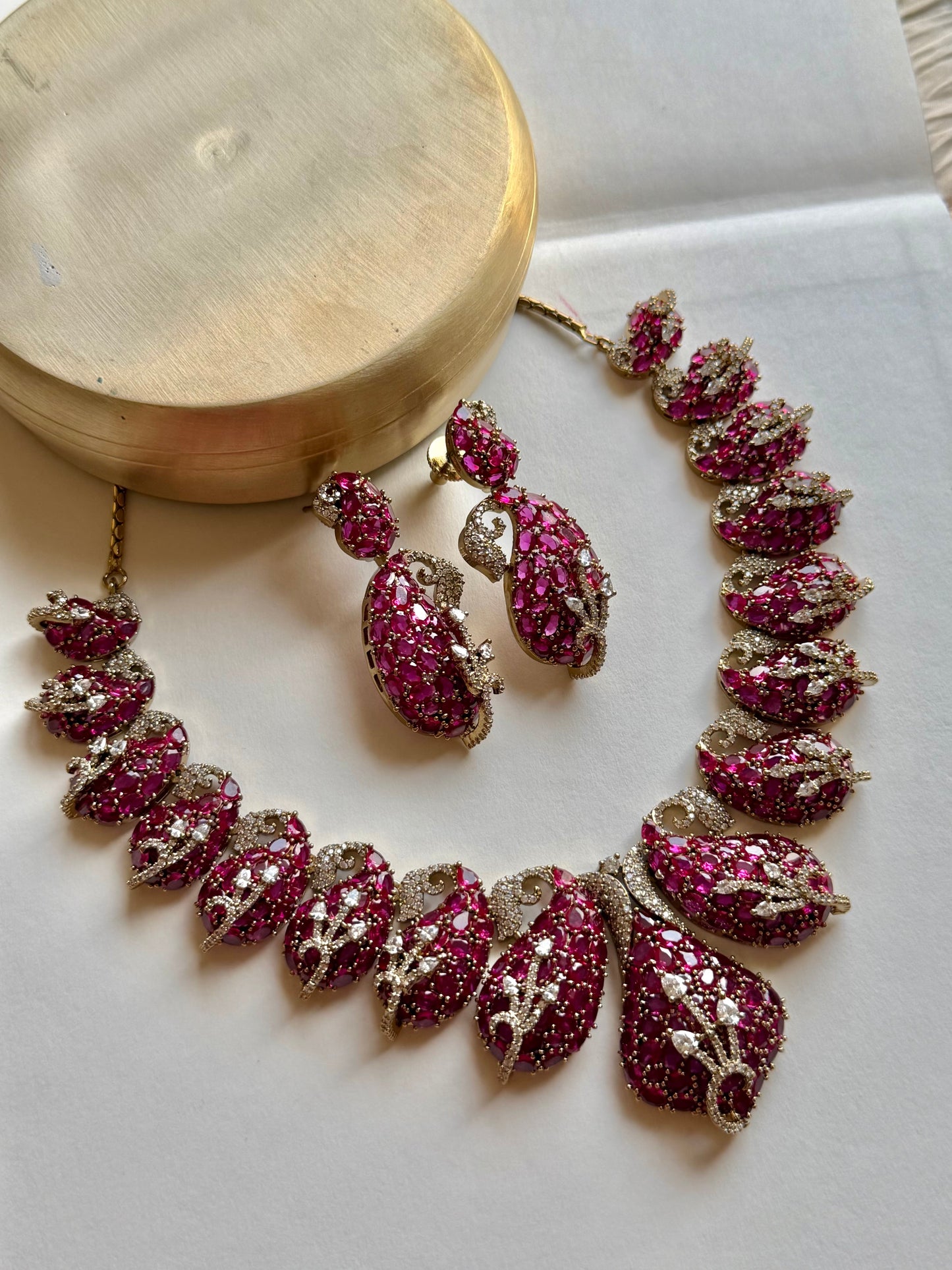 Padma Ambi Paisley Ruby Necklace Set