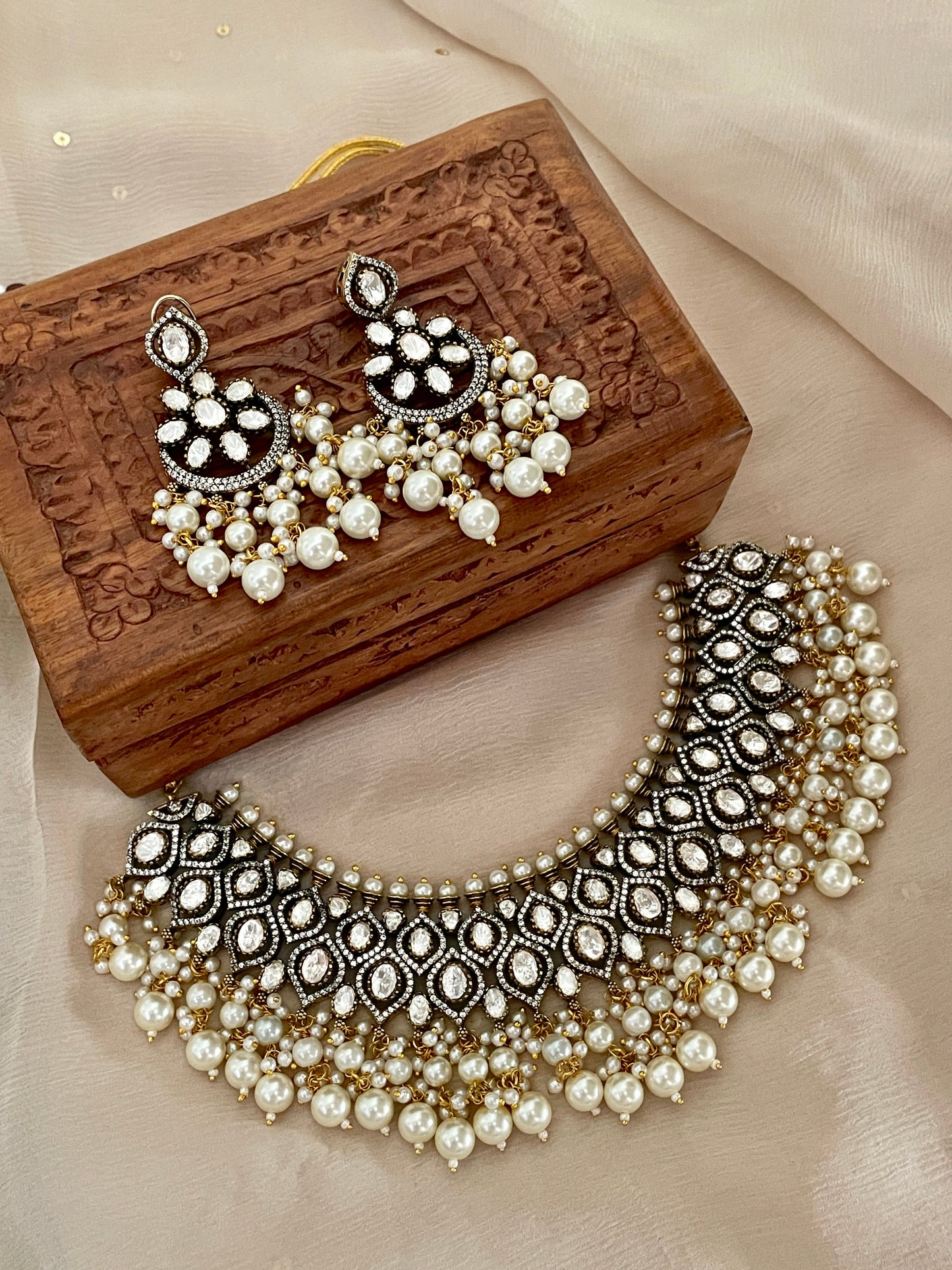 Rhmmya Antique Polki Necklace Set- Made to Order