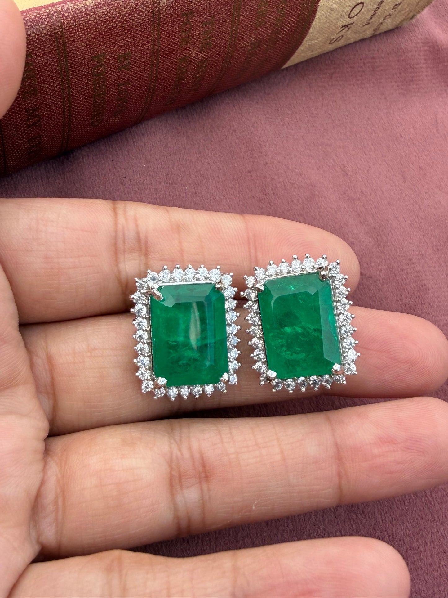 Stuti Emerald Zircon Stud Earrings