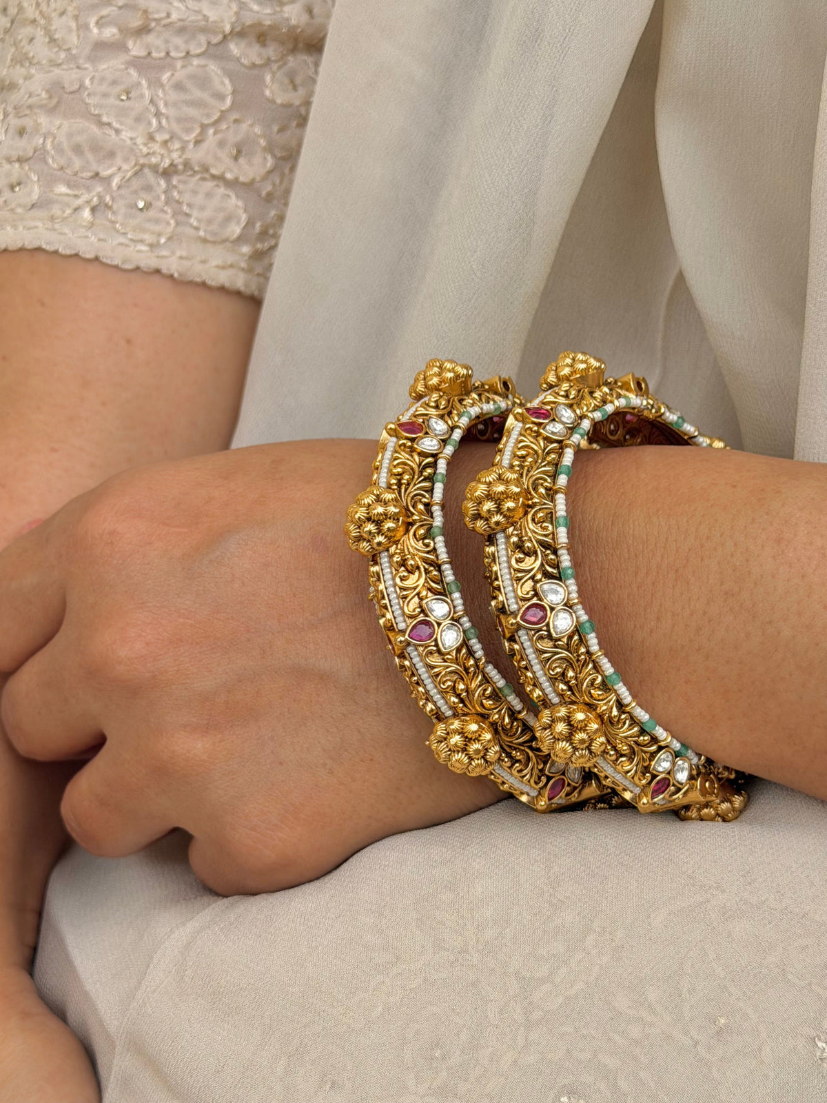 Anupriya Antique Gold Look Bangles Set of 2