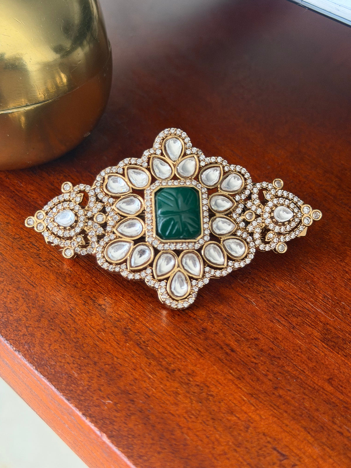 Yashna Polki Emerald Green Hairclip