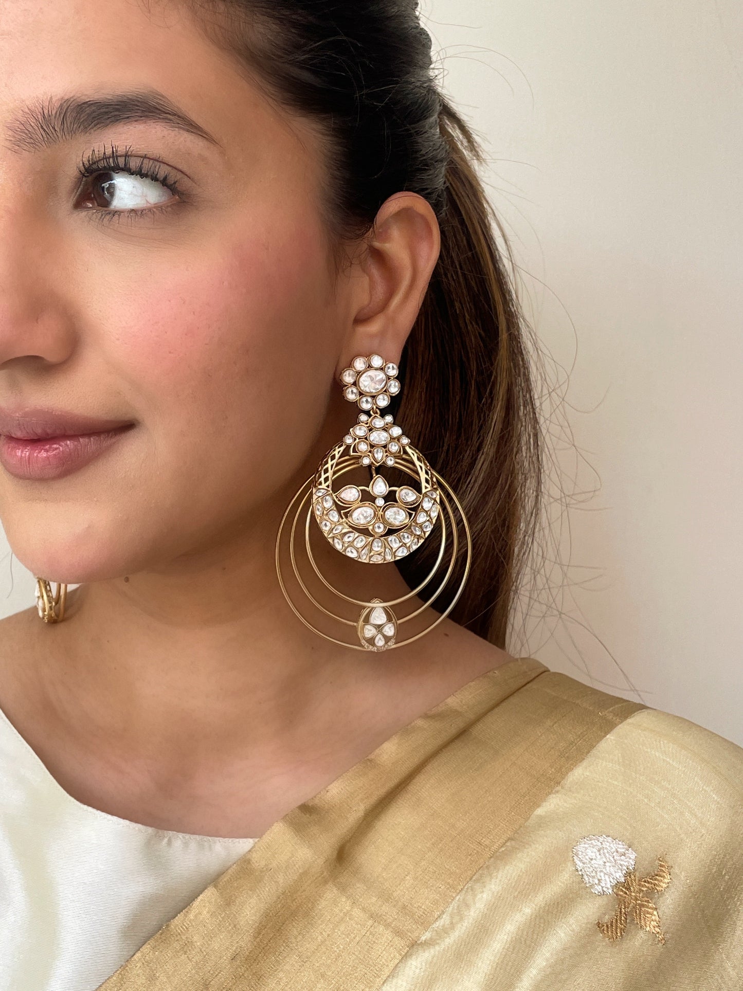 Kimi Large Polki Chaandbaali Earrings