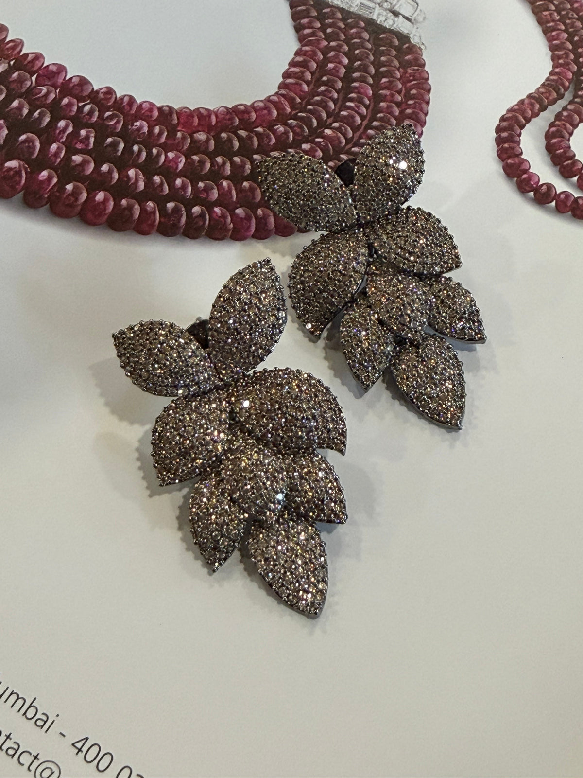 Farah Light Brown- Champagne diamond Leaf Earrings for Party and Cocktail