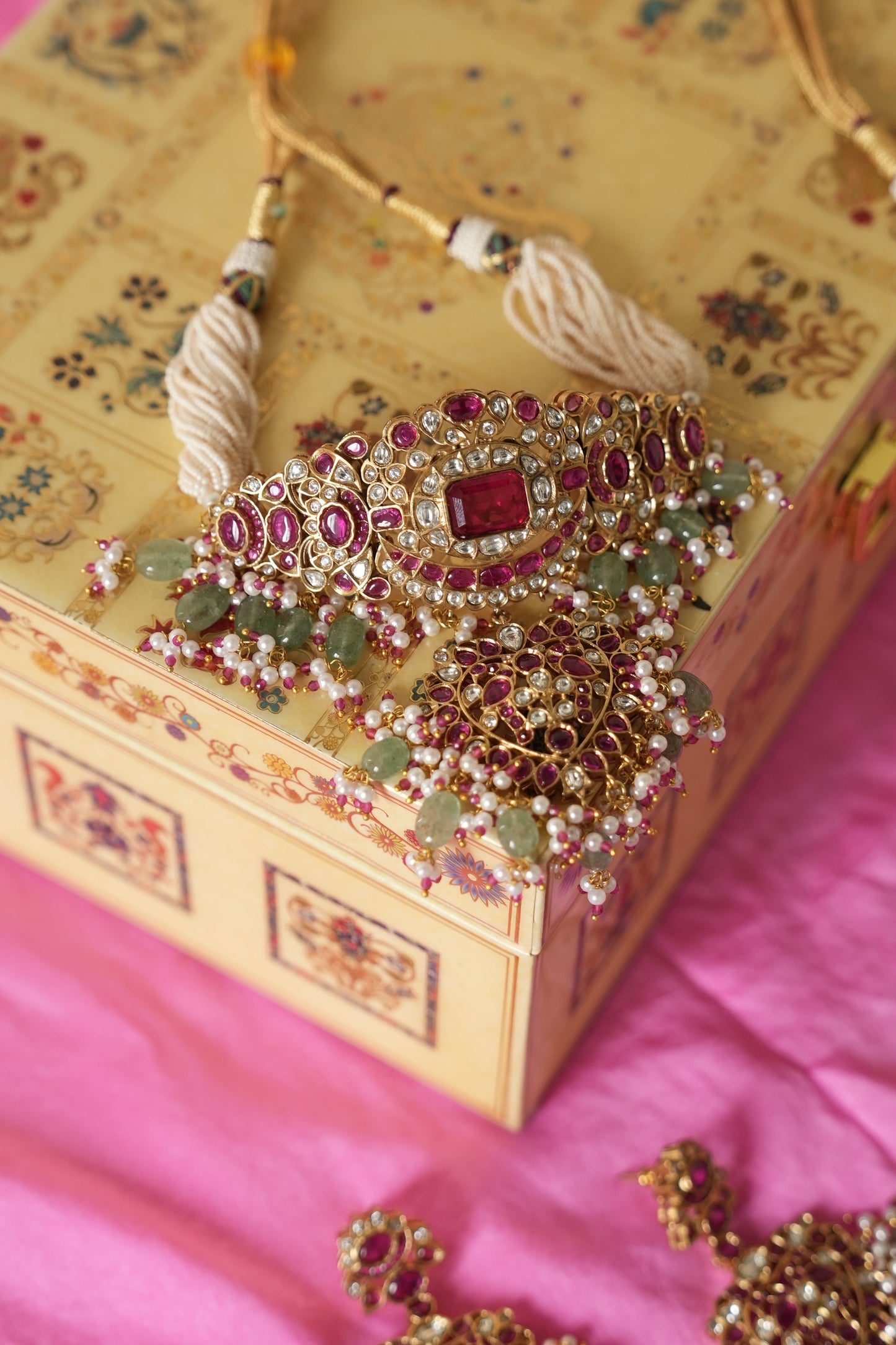 Pre Order - Kalpana Ruby and Emerald Polki Choker Set