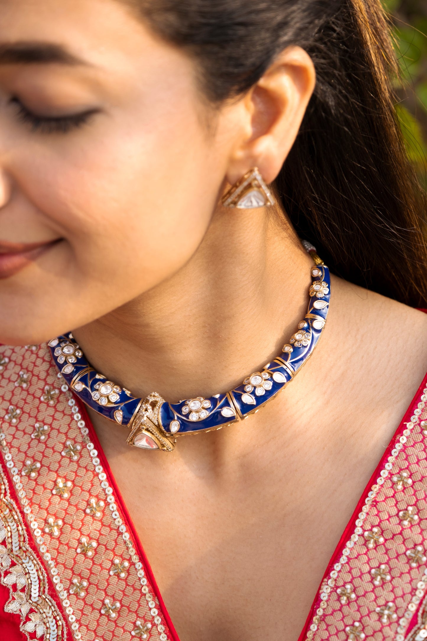 Agrima Hasli Necklace Set- Blue