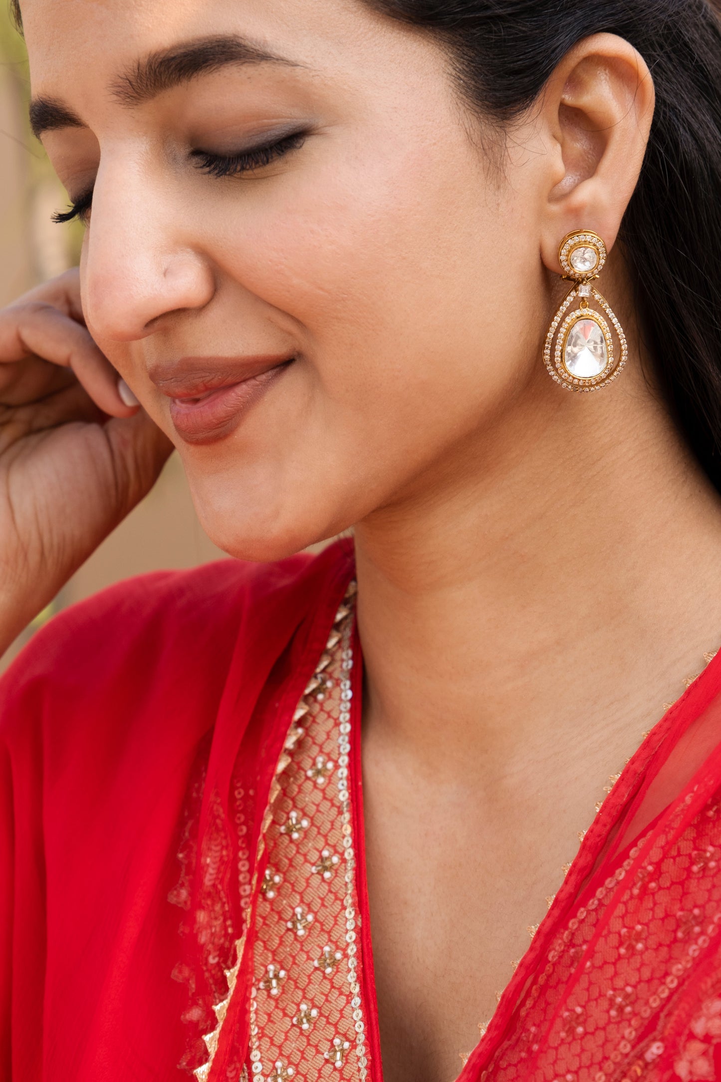 Falak Polki Drop Earrings