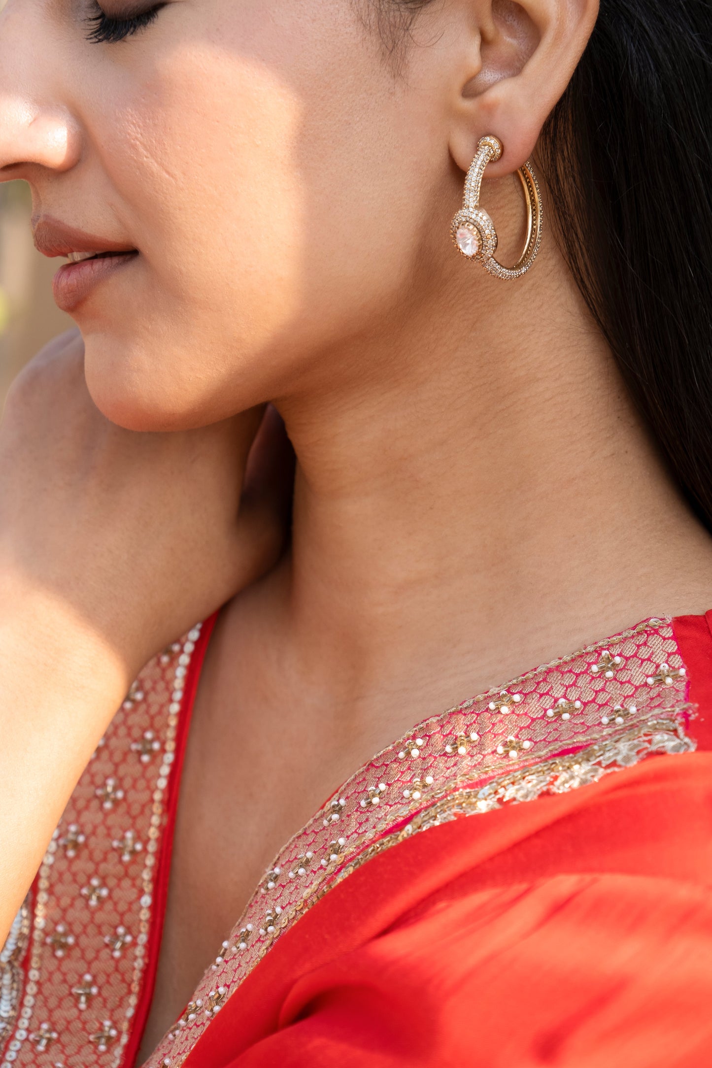 Bina Polki Hoop Earrings