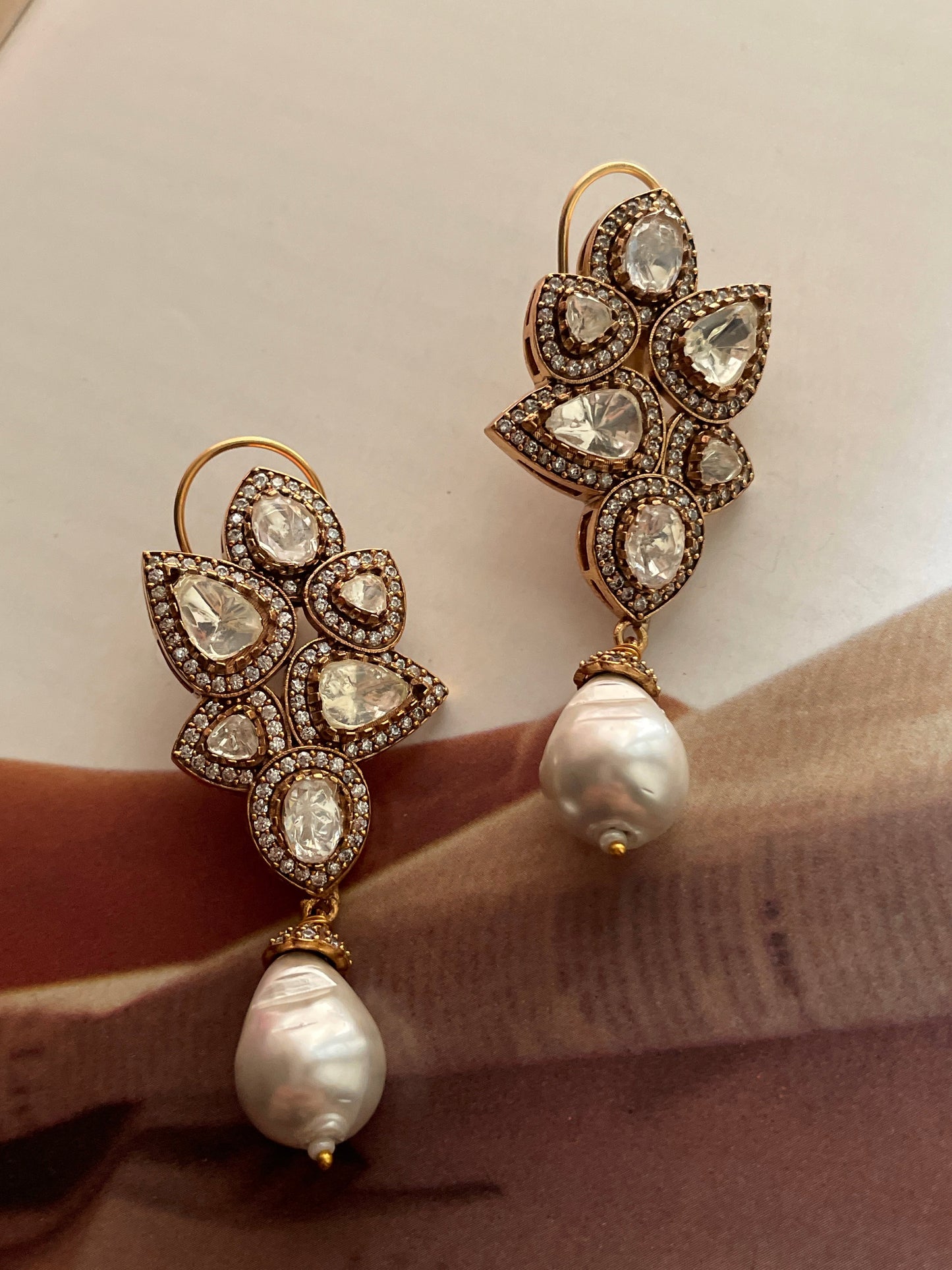 Shona Victorian Pearl Polki Earrings