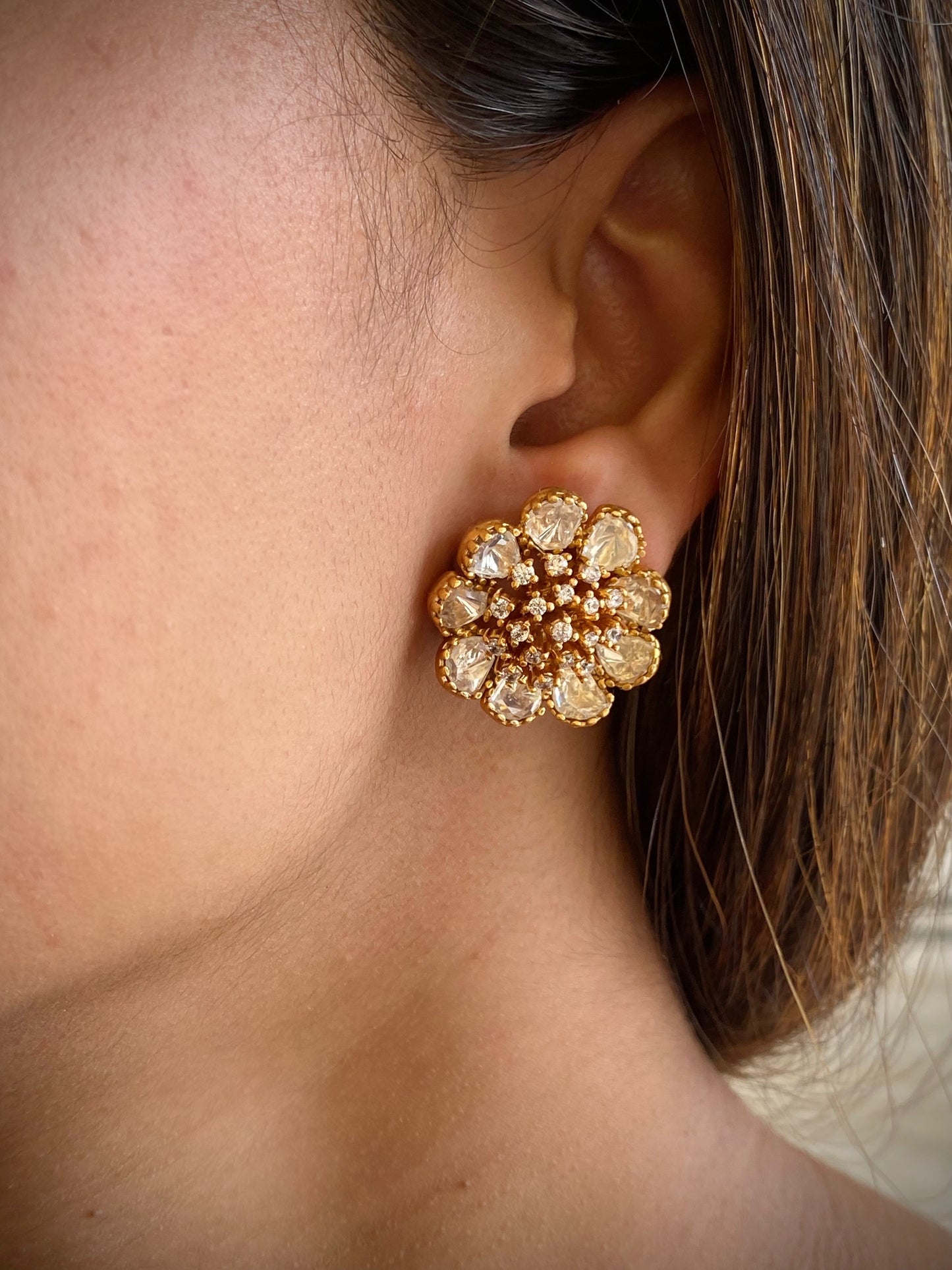 Nusrat Moissanite Polki Earrings