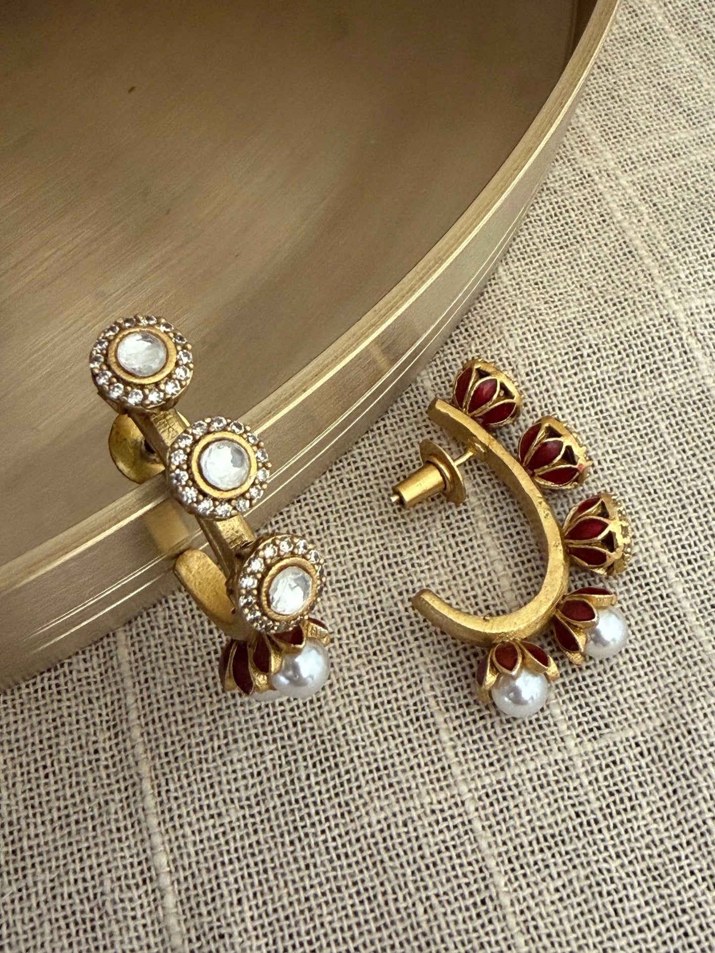 Ark Kundan Enamel Hoop Earrings