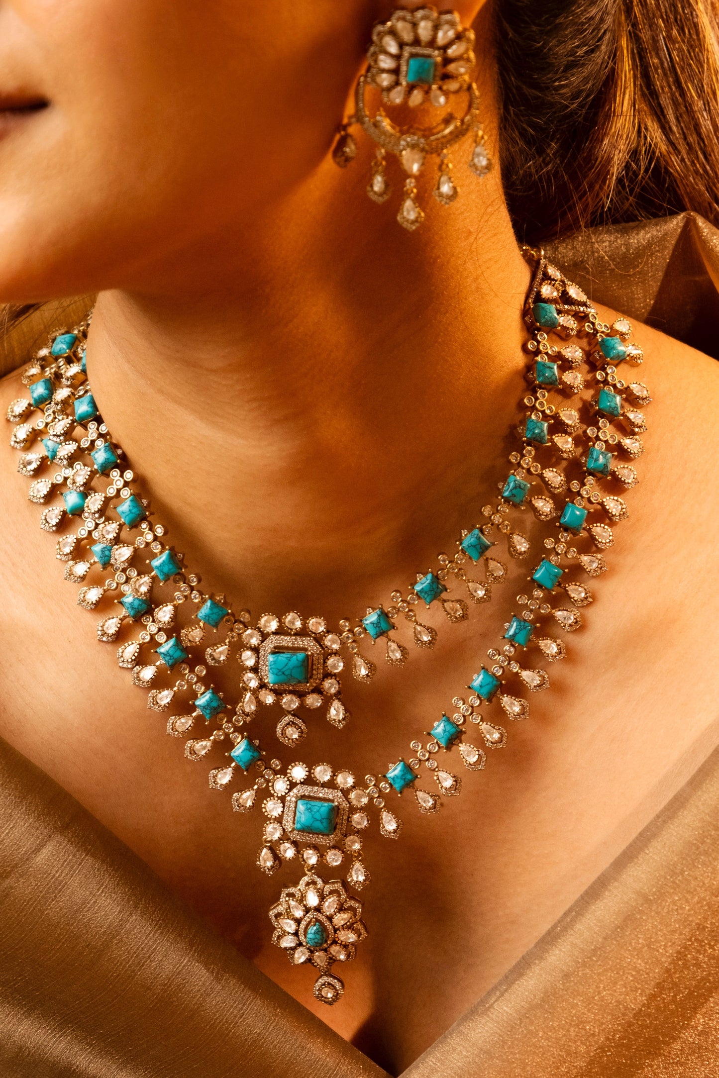 Pre Order- Swara Turquoise Necklace Set
