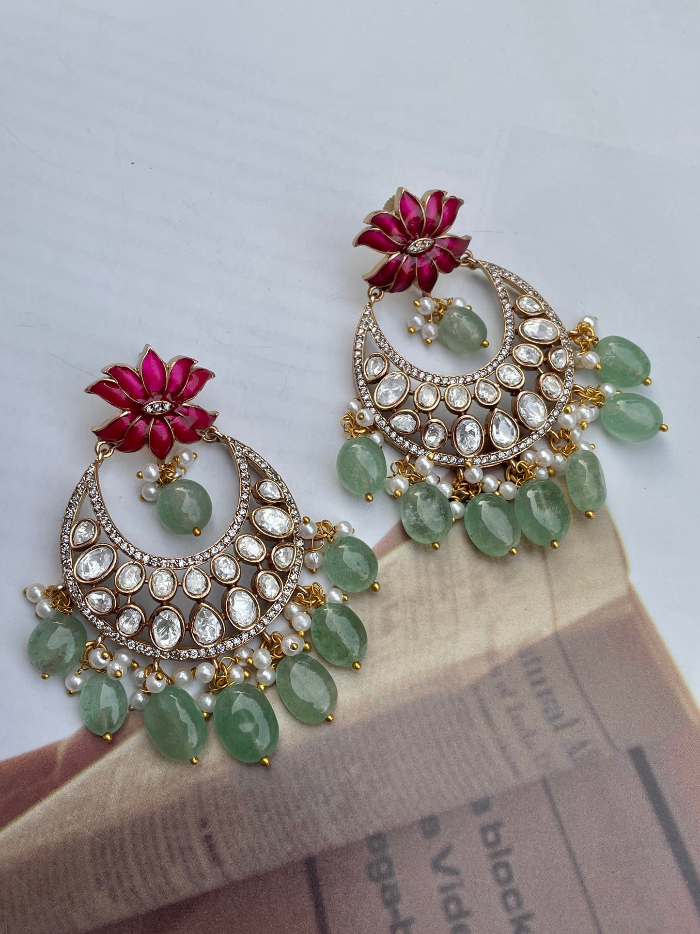 Amulya Enamel Polki Chaandbaali Earrings