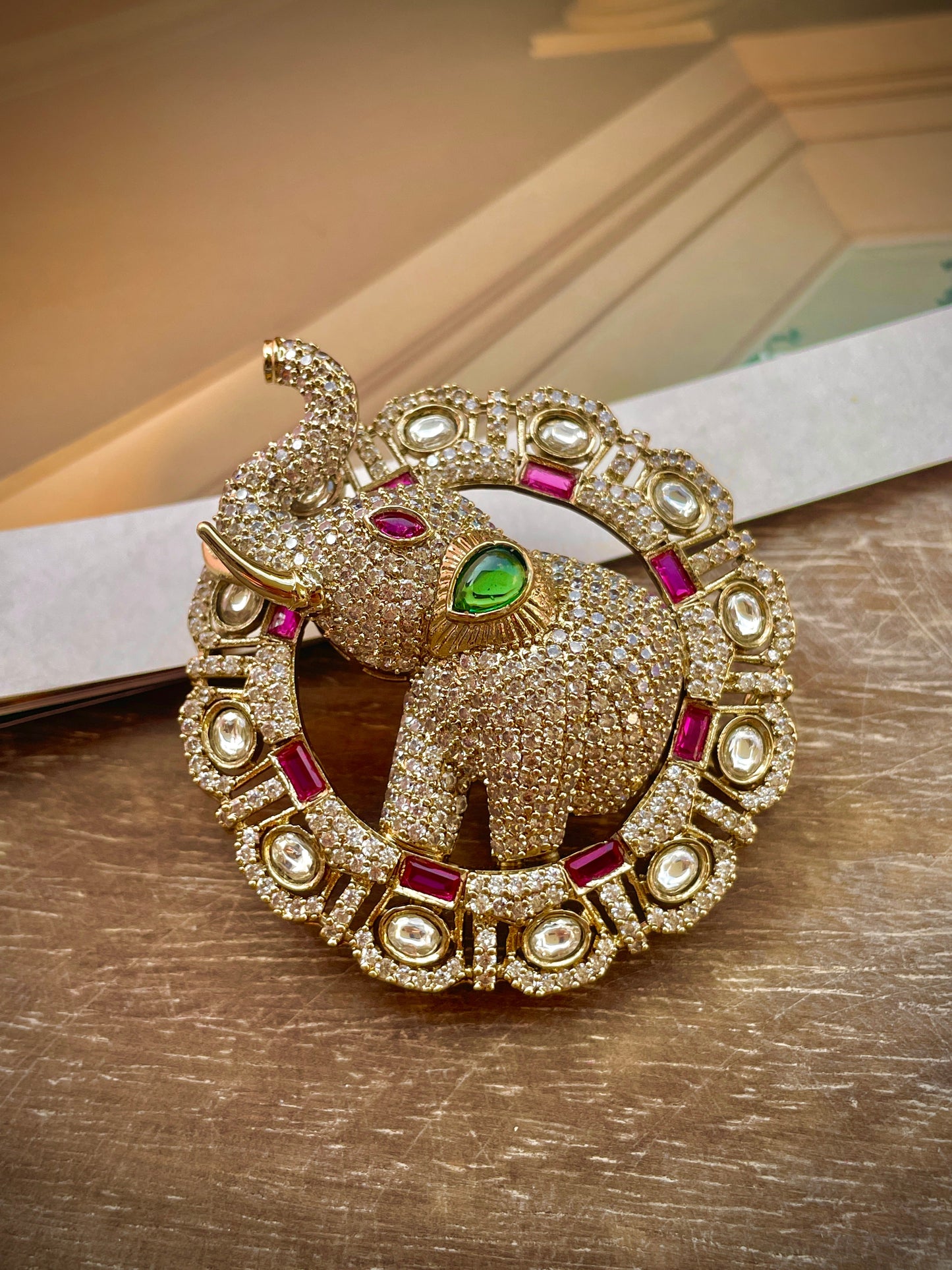 Gajraj Ruby Zircon Brooch