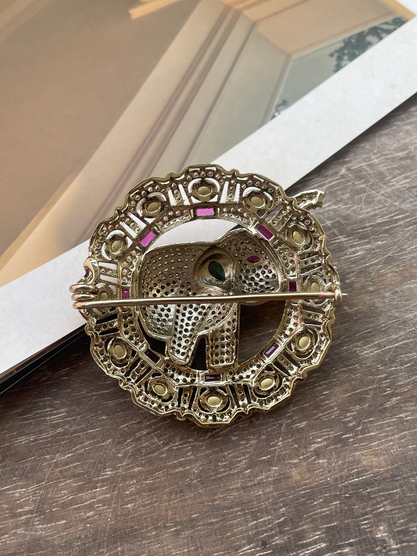 Gajraj Ruby Zircon Brooch