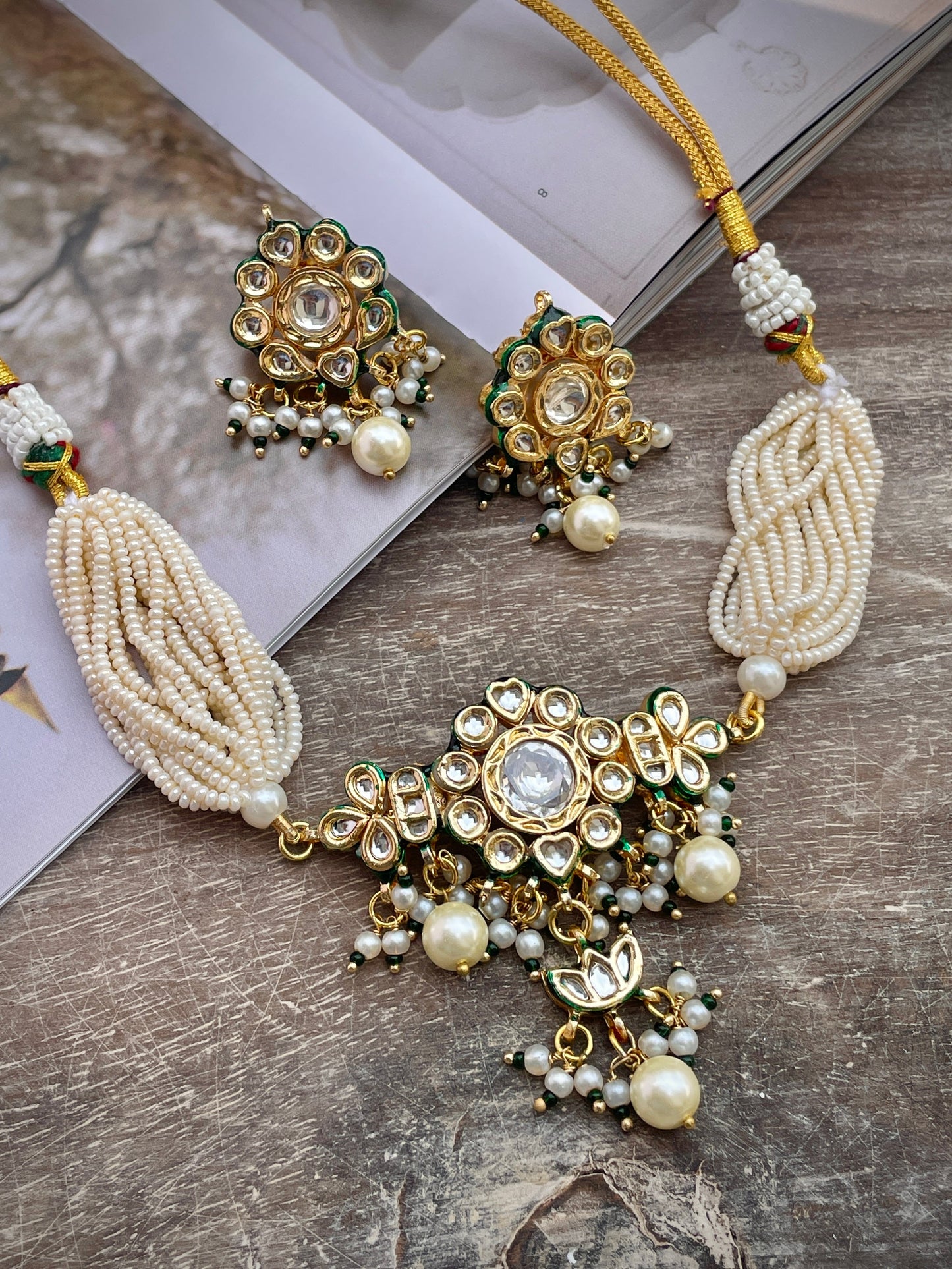 Mukti Kundan and Pearl Necklace Set
