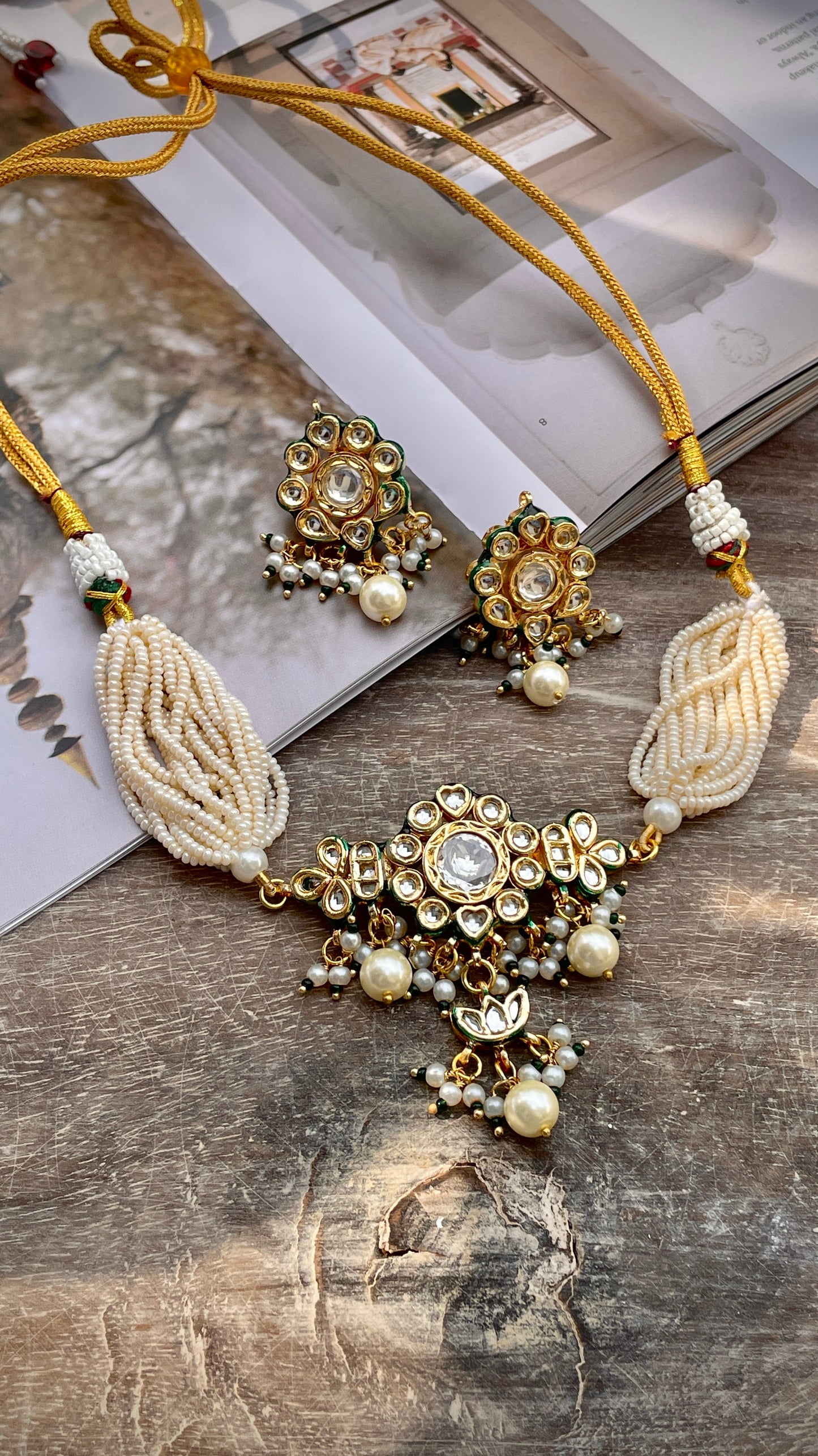 Mukti Kundan and Pearl Necklace Set