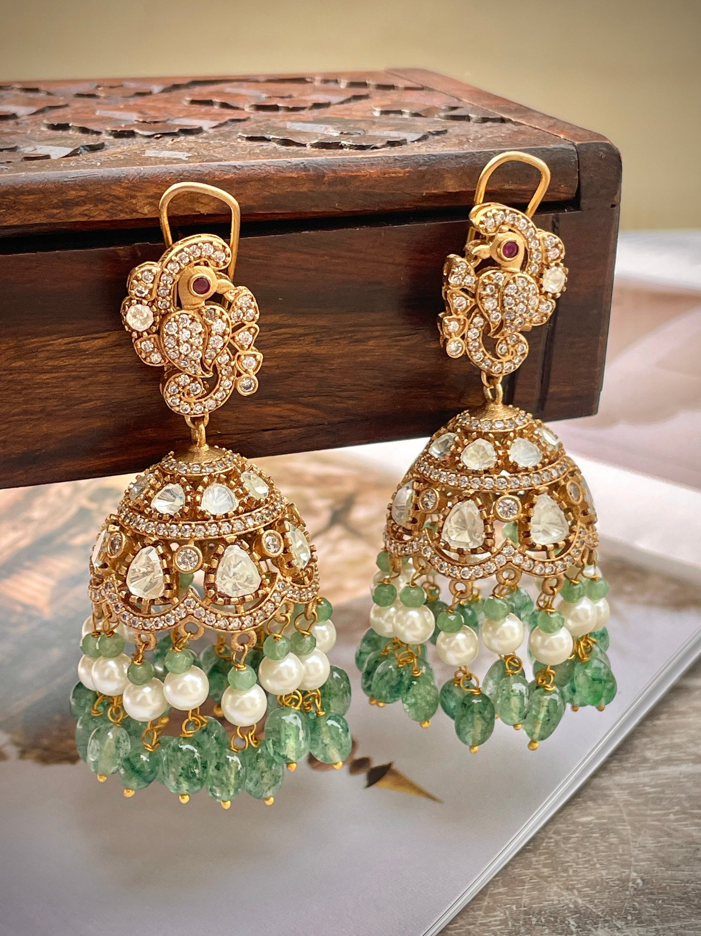 Tarang Polki and Pearl Jhumkis