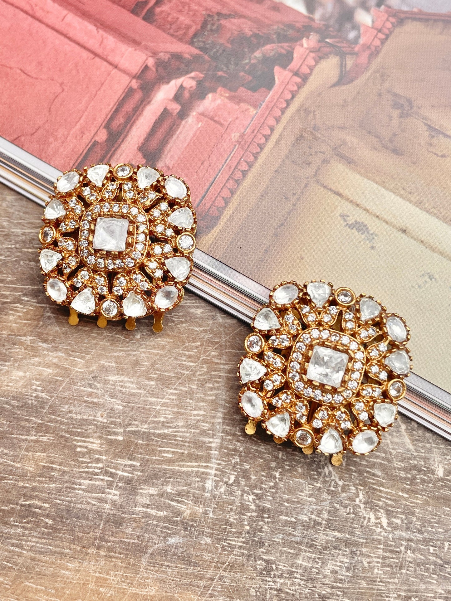 Zyra Polki and Zircon Hair Clip Set of 2