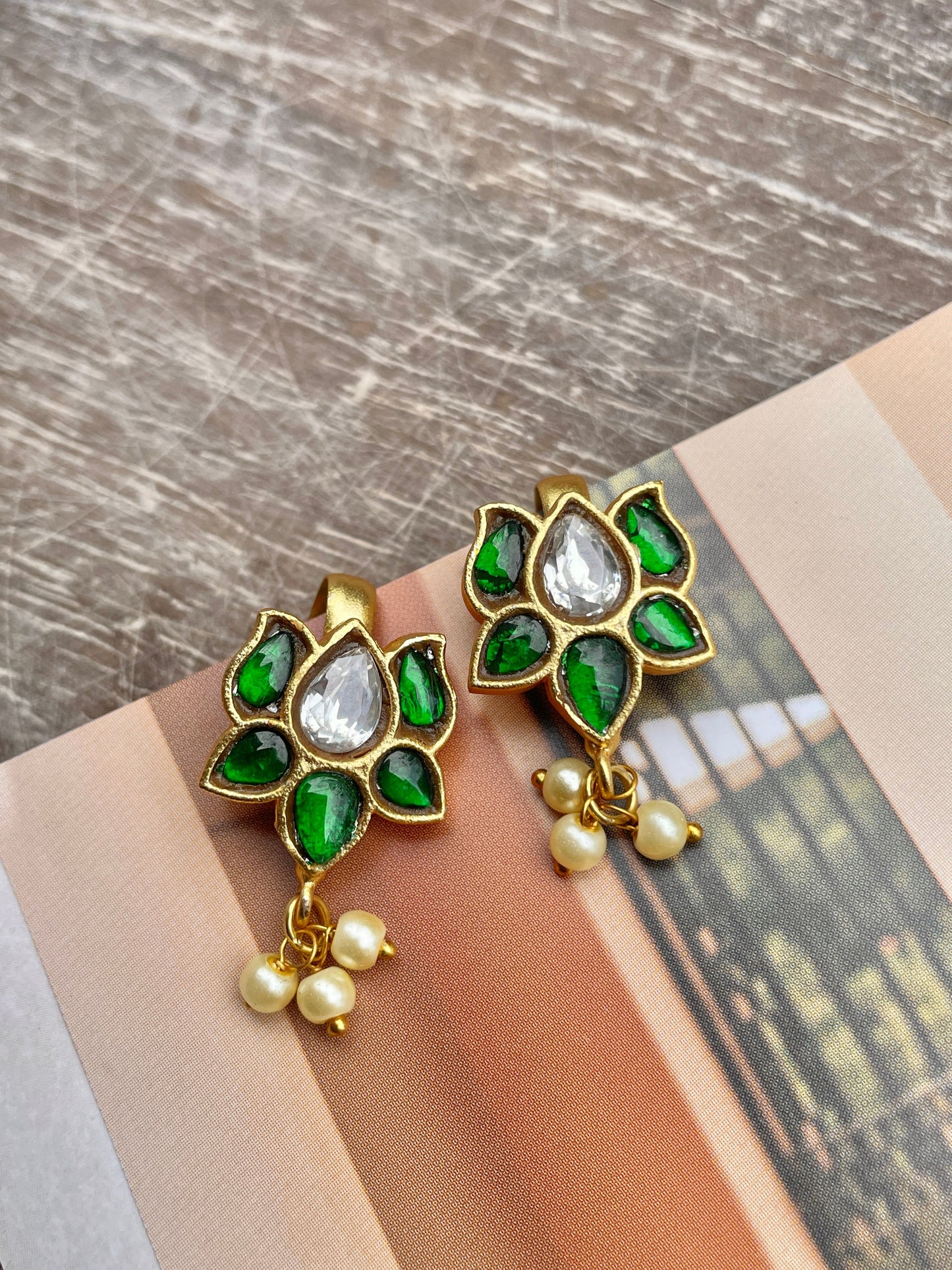 Pihu Green Bugadi Ear Cuffs
