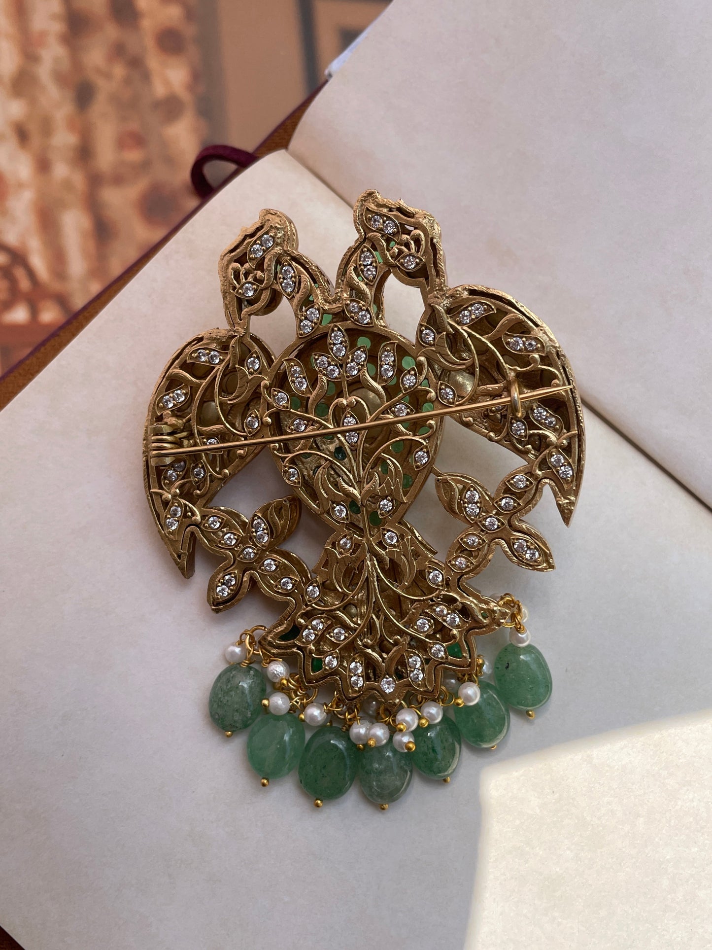 Rajhans Peacock Polki Brooch