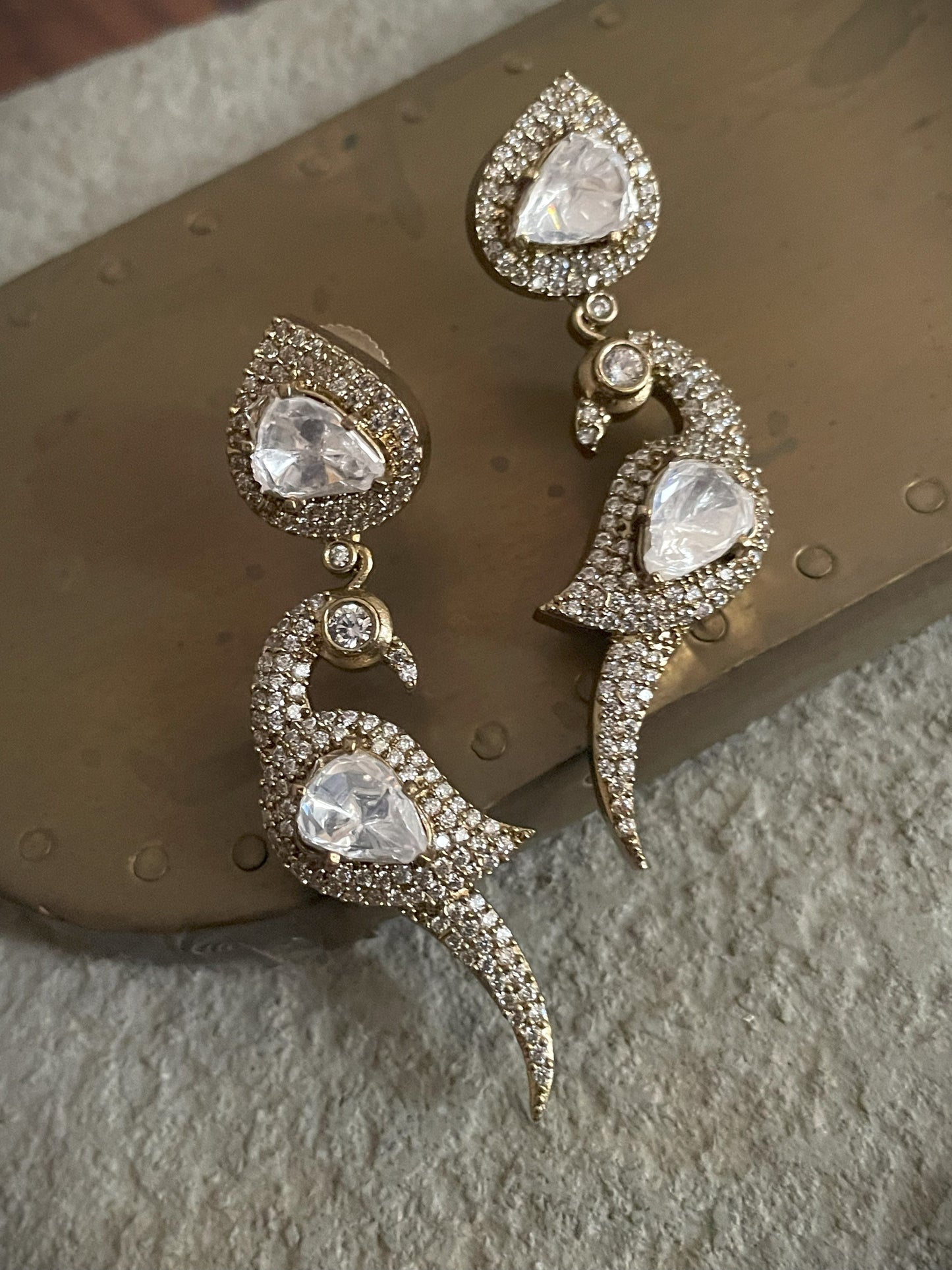 Narain Niwas Polki Parrot Victorian Earrings