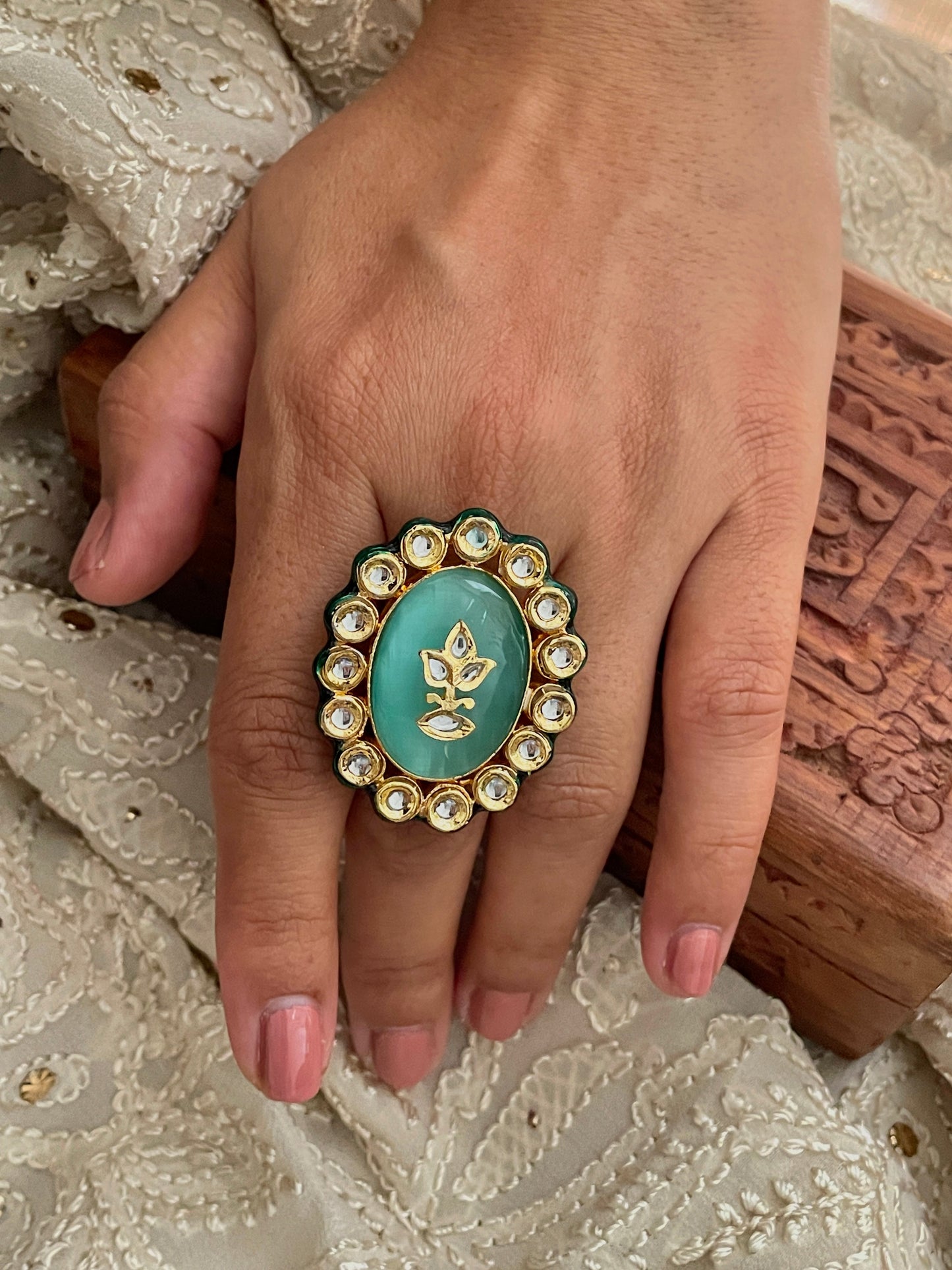 Pakeezah Kundan Adjustable Ring