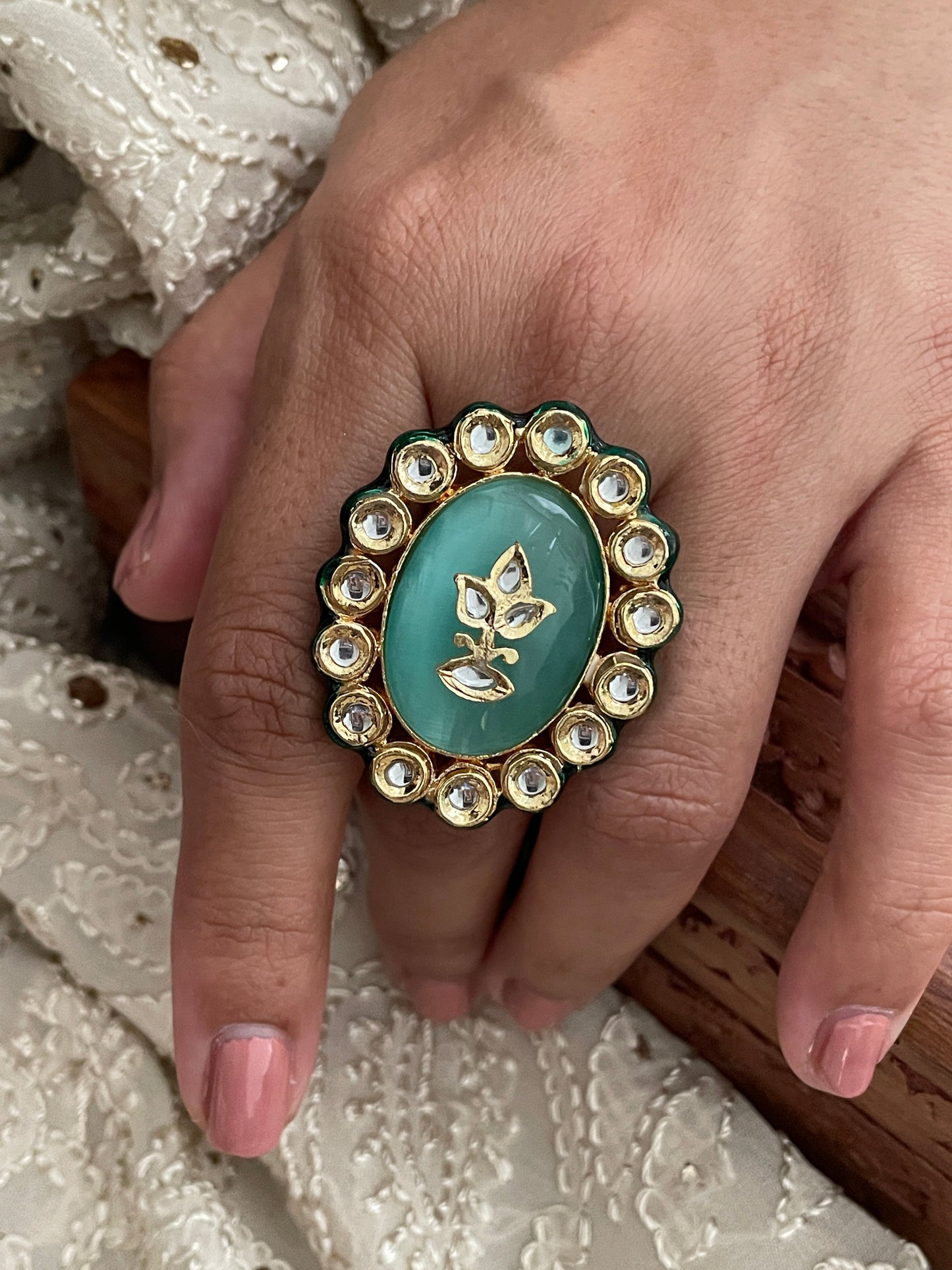 Pakeezah Kundan Adjustable Ring