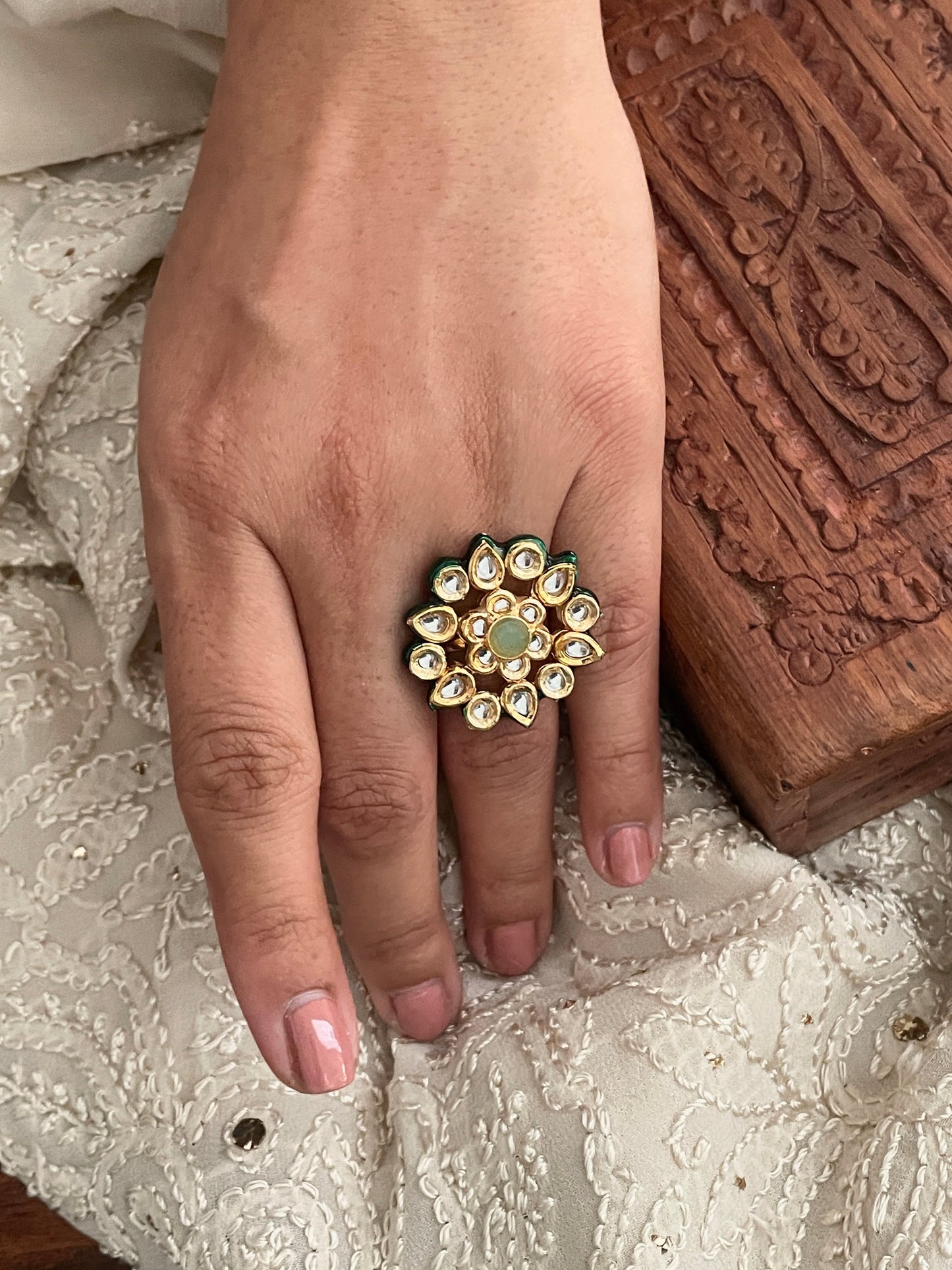 Rooh Kundan Adjustable Ring