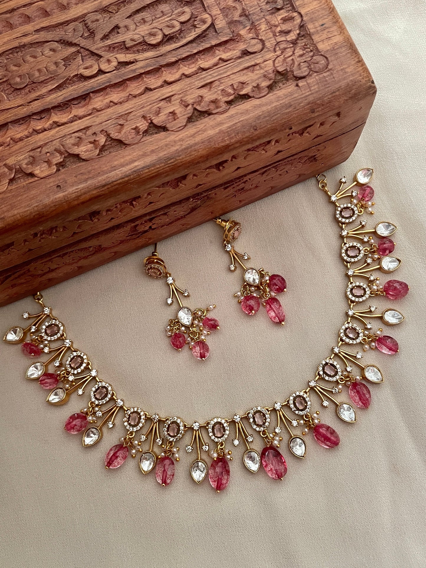 Sandhya Polki & Ruby Necklace Set