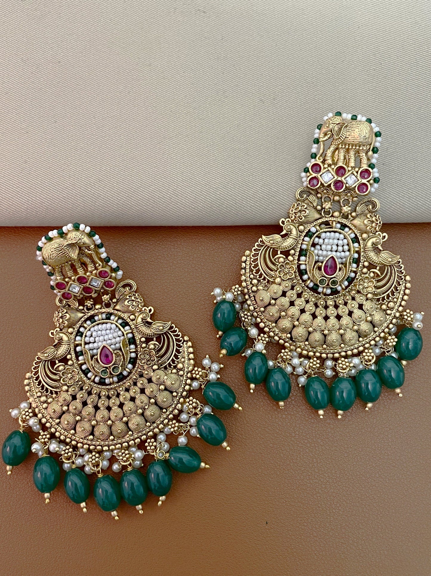 Mesha Antique Filigree Gold Finish Statement Earrings