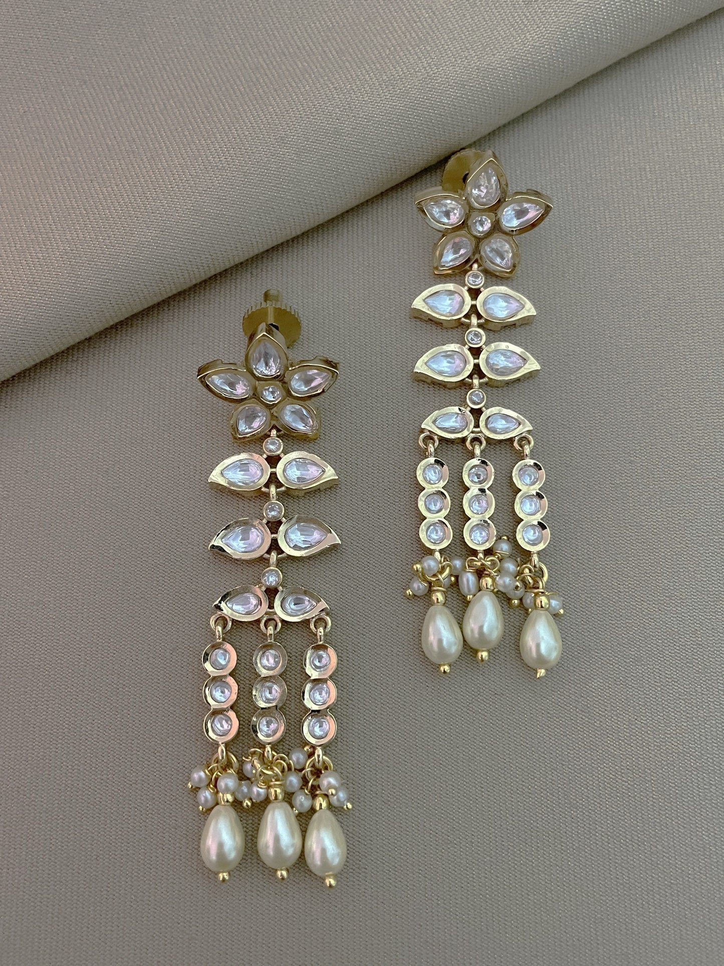 Aaliya Kundan Gold Finish Floral Earrings