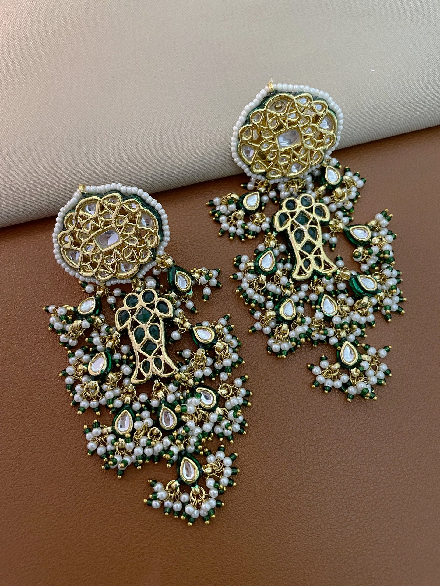 Rani Reshma Gold Finish Kundan Dangler Earrings