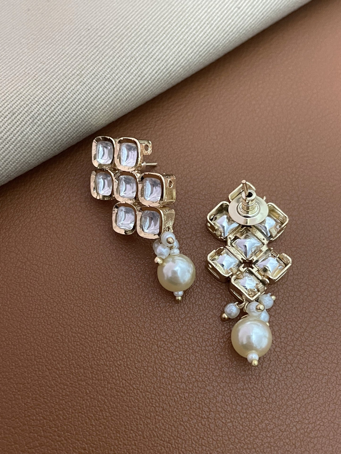 Simran Polki Gold Finish Pearl Earrings