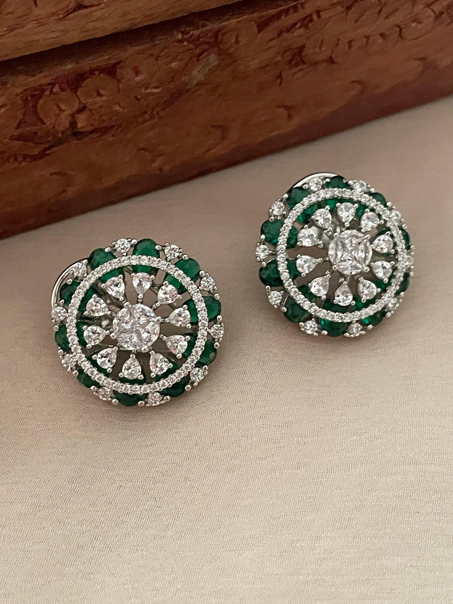 Noor Zircon Stud Earrings Green