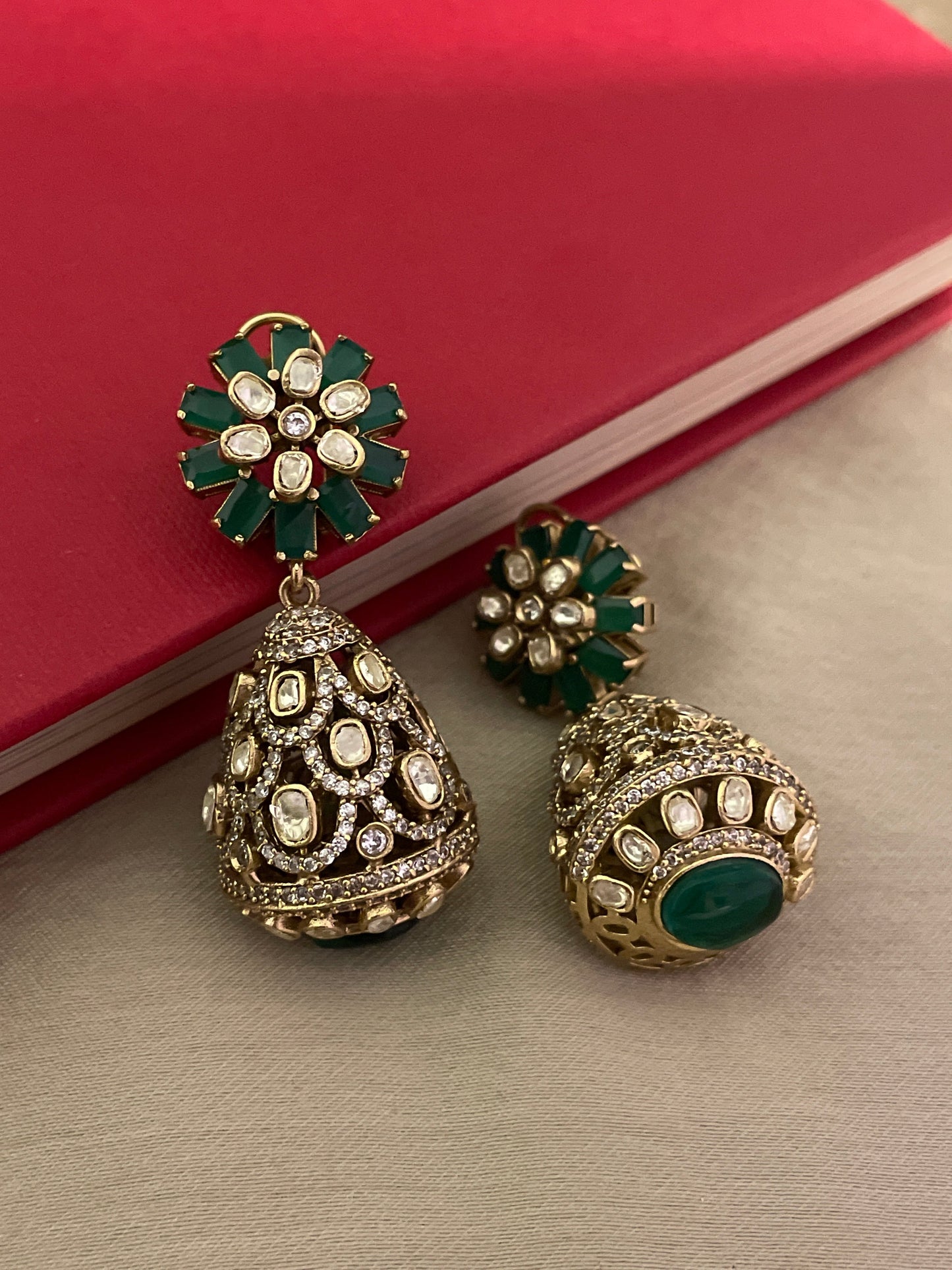 Sayali Emerald Polki Jhumkis