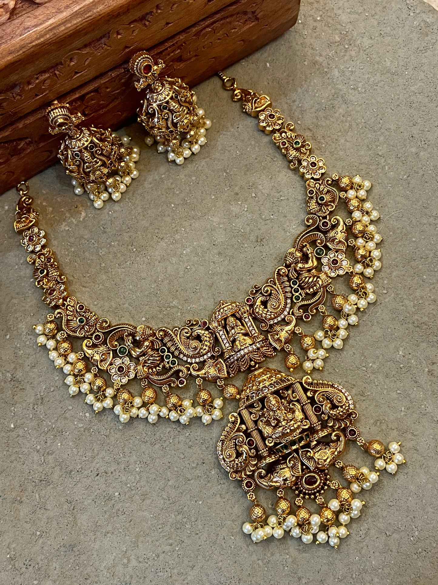 Rageshwari Antique Temple Necklace Set