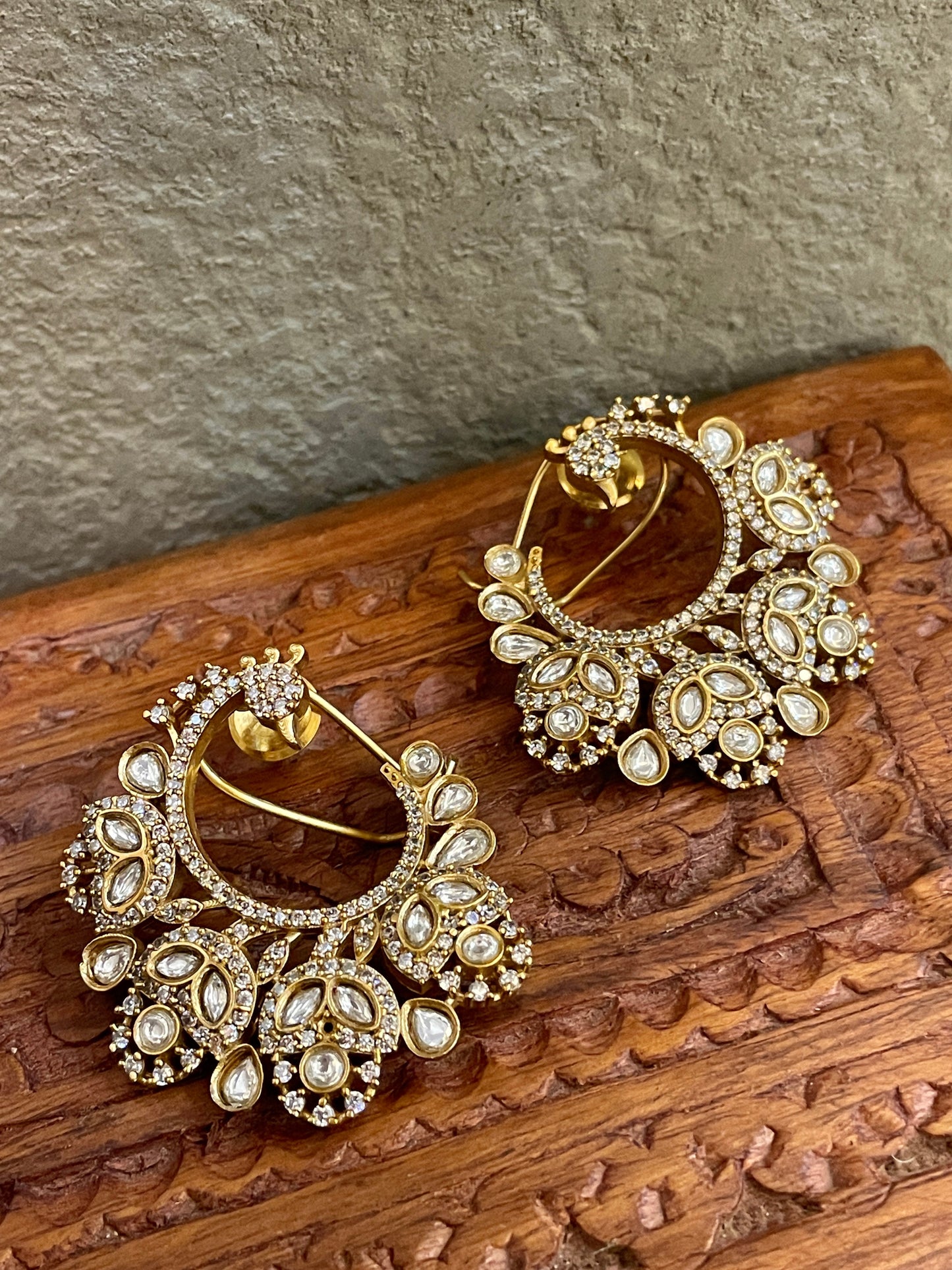 Prabha Polki and Zircon Stud Earrings