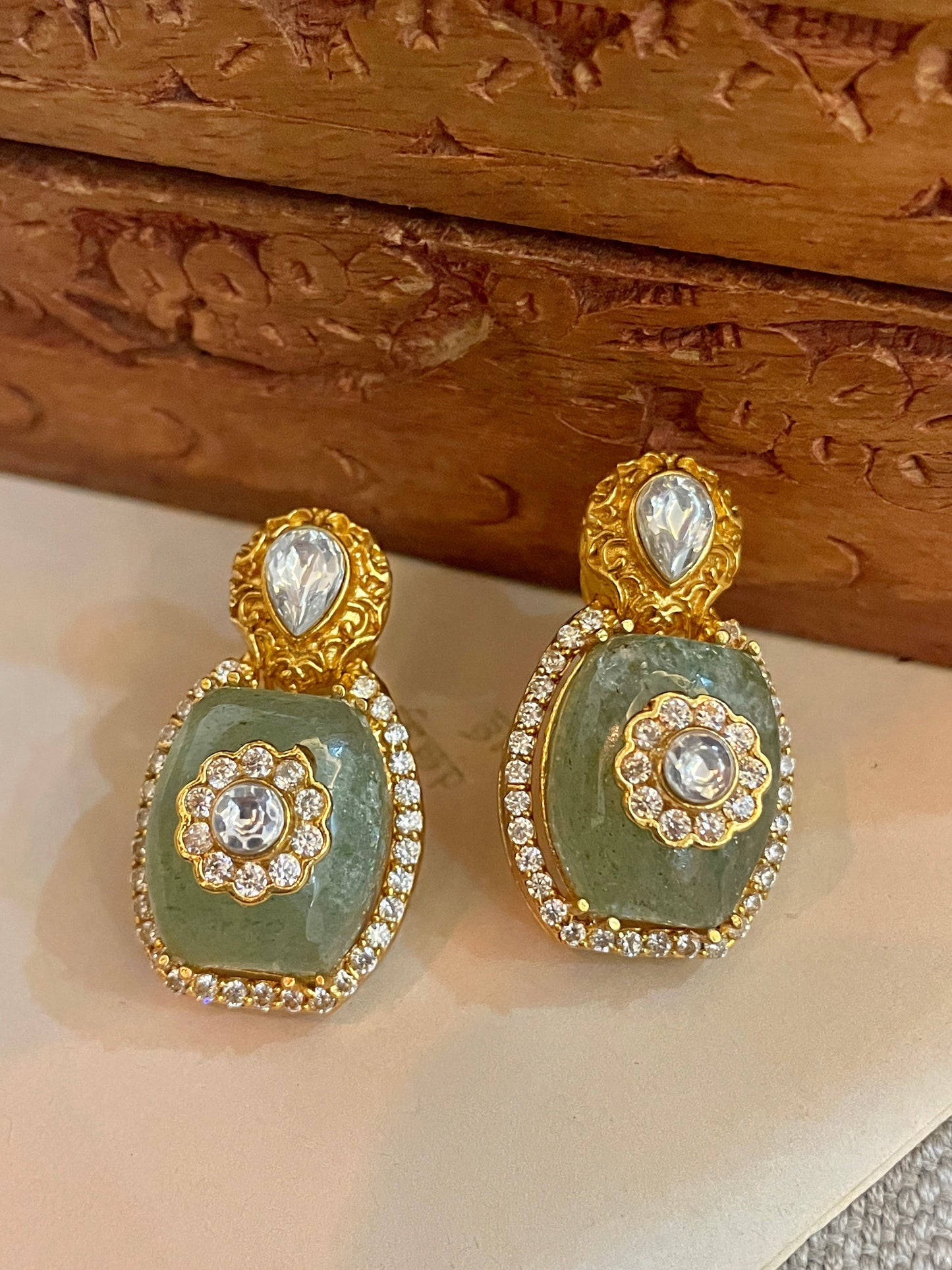 Jade Polki Stud Earrings