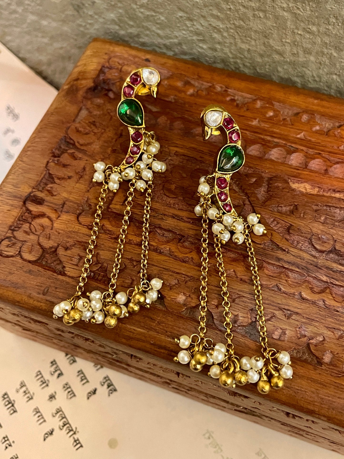 Morvika Polki Bird Motif Earrings