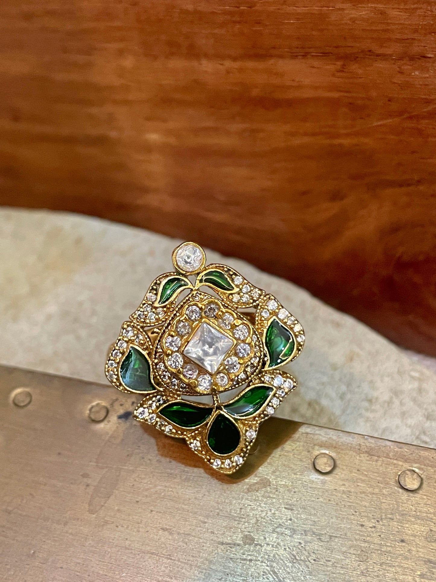 Rasha Green Meenakaari Ring