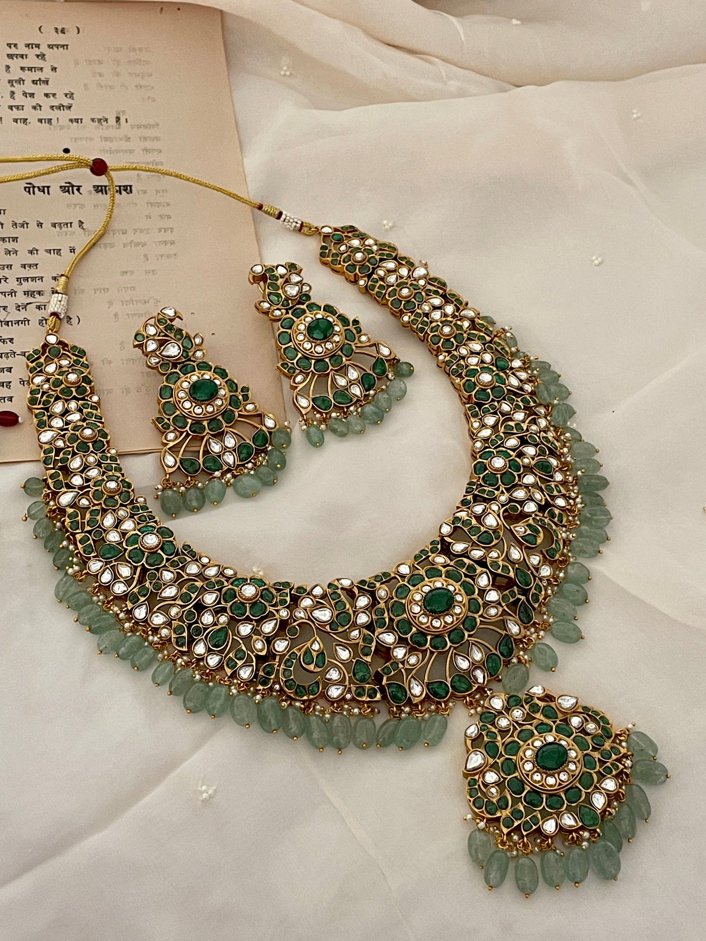 Pre Order – Jaya Green Polki Necklace Set