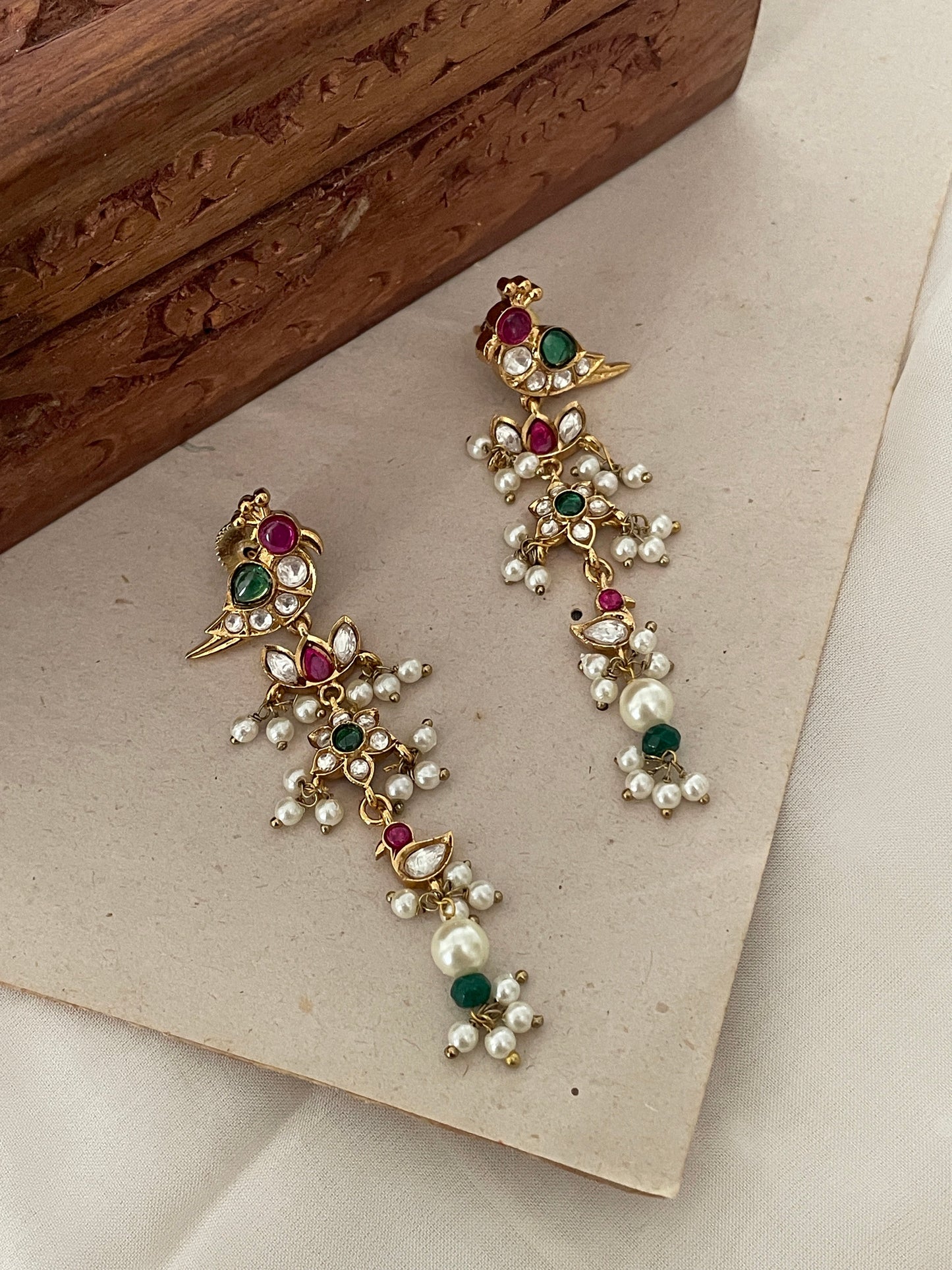 Nayika Bird Polki Earrings