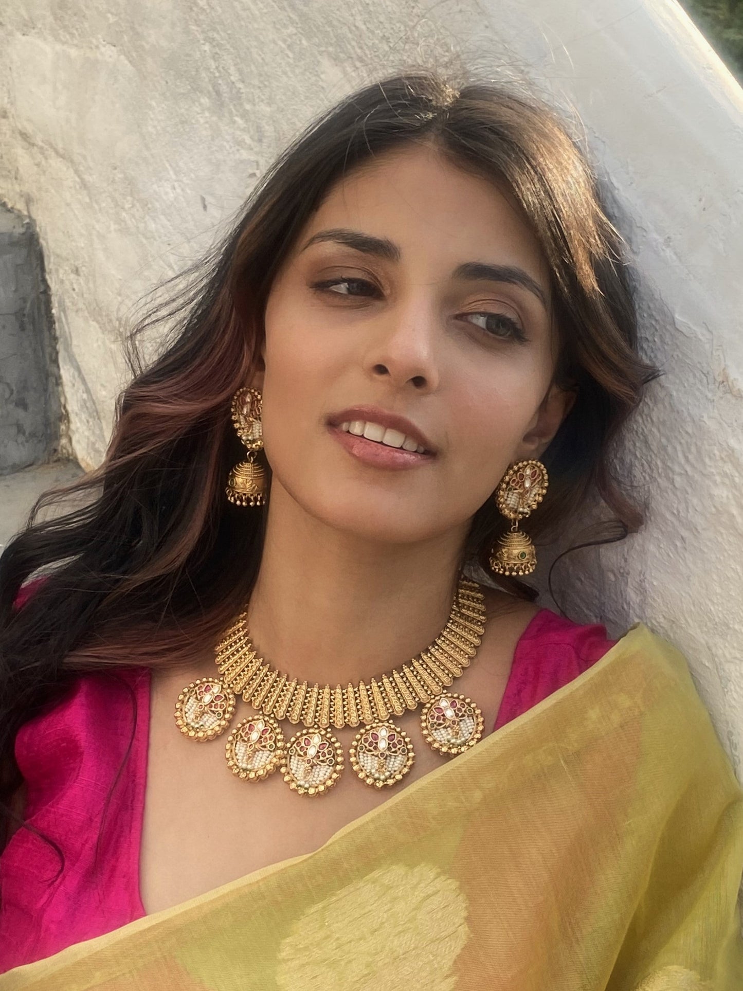 Nila Antique Lotus Necklace Set