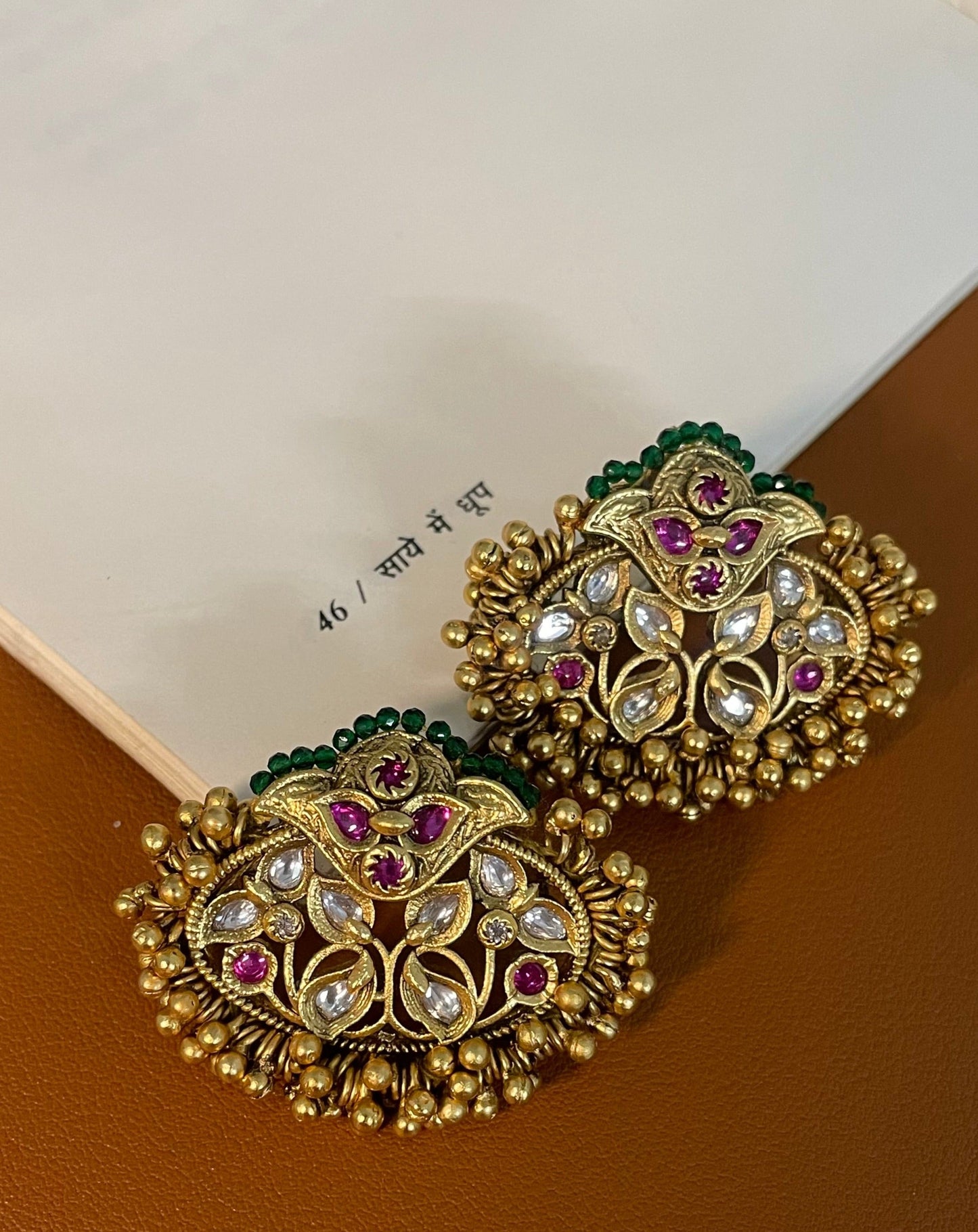 Saloni Antique Gold Ghungroo Tukda Stud Earrings
