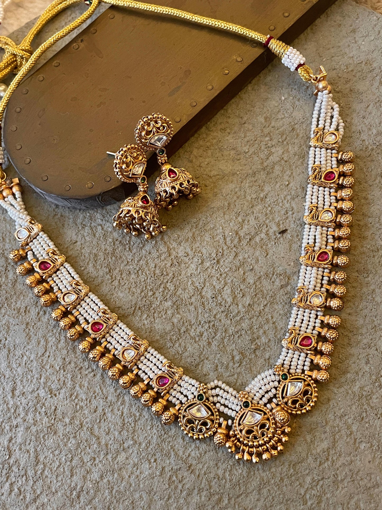 Shringar Antique Pearl Necklace Set