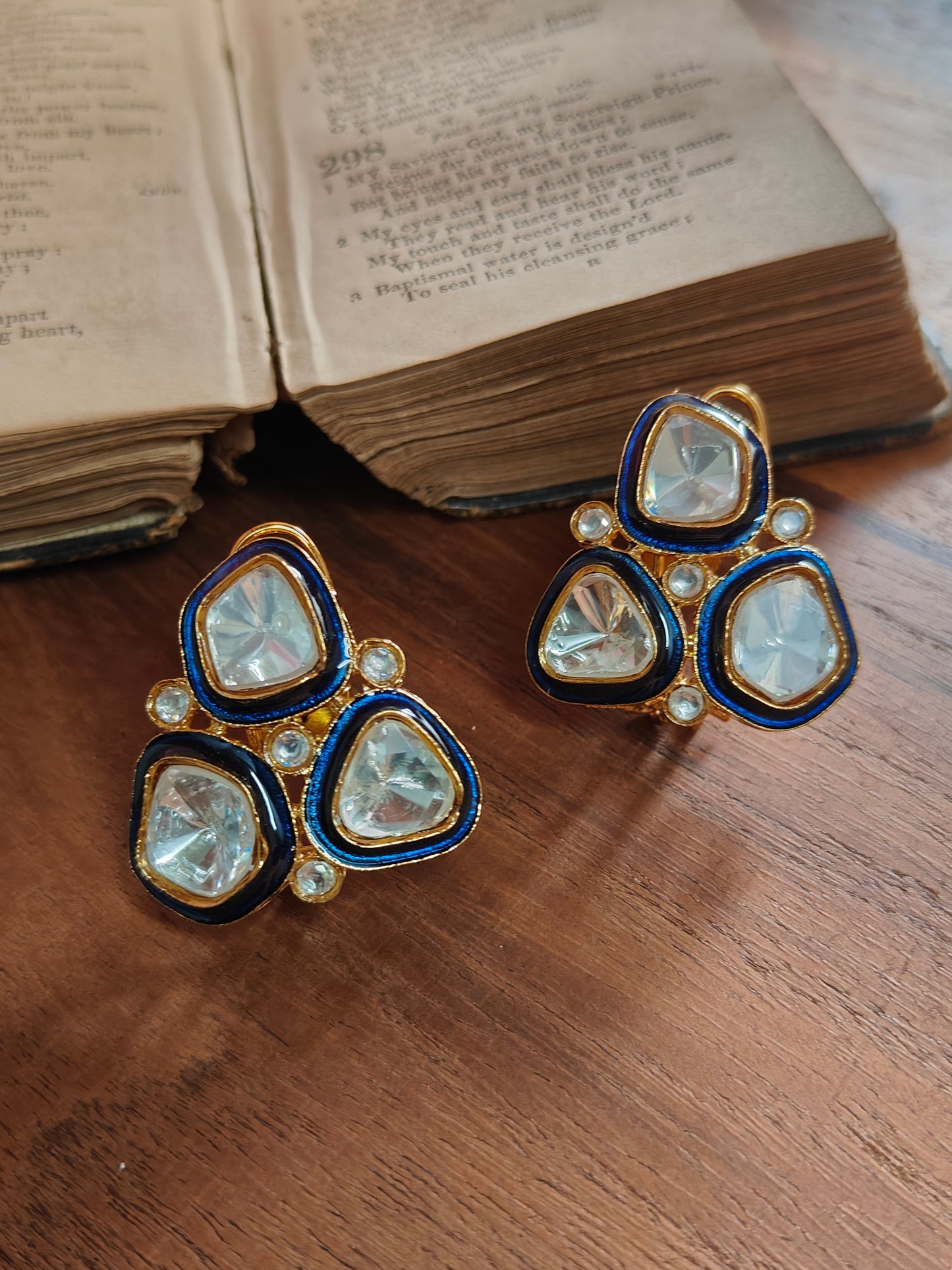 Bhavyata Polki Blue Enamel Studs