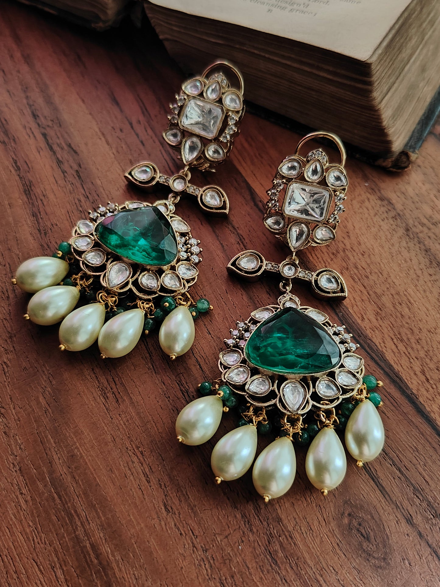 Layla Emerald Doublet Polki Earrings