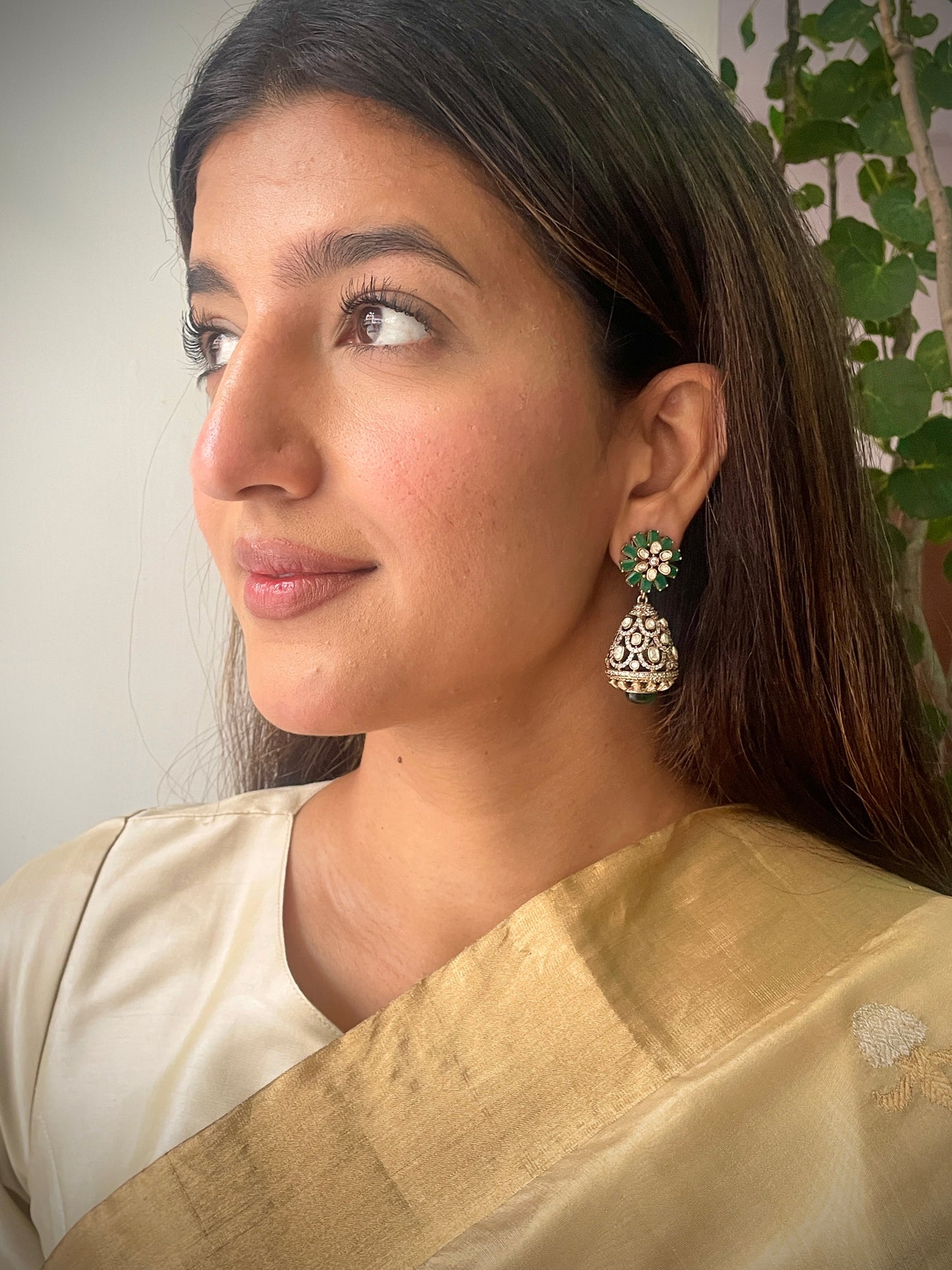 Sayali Emerald Polki Jhumkis