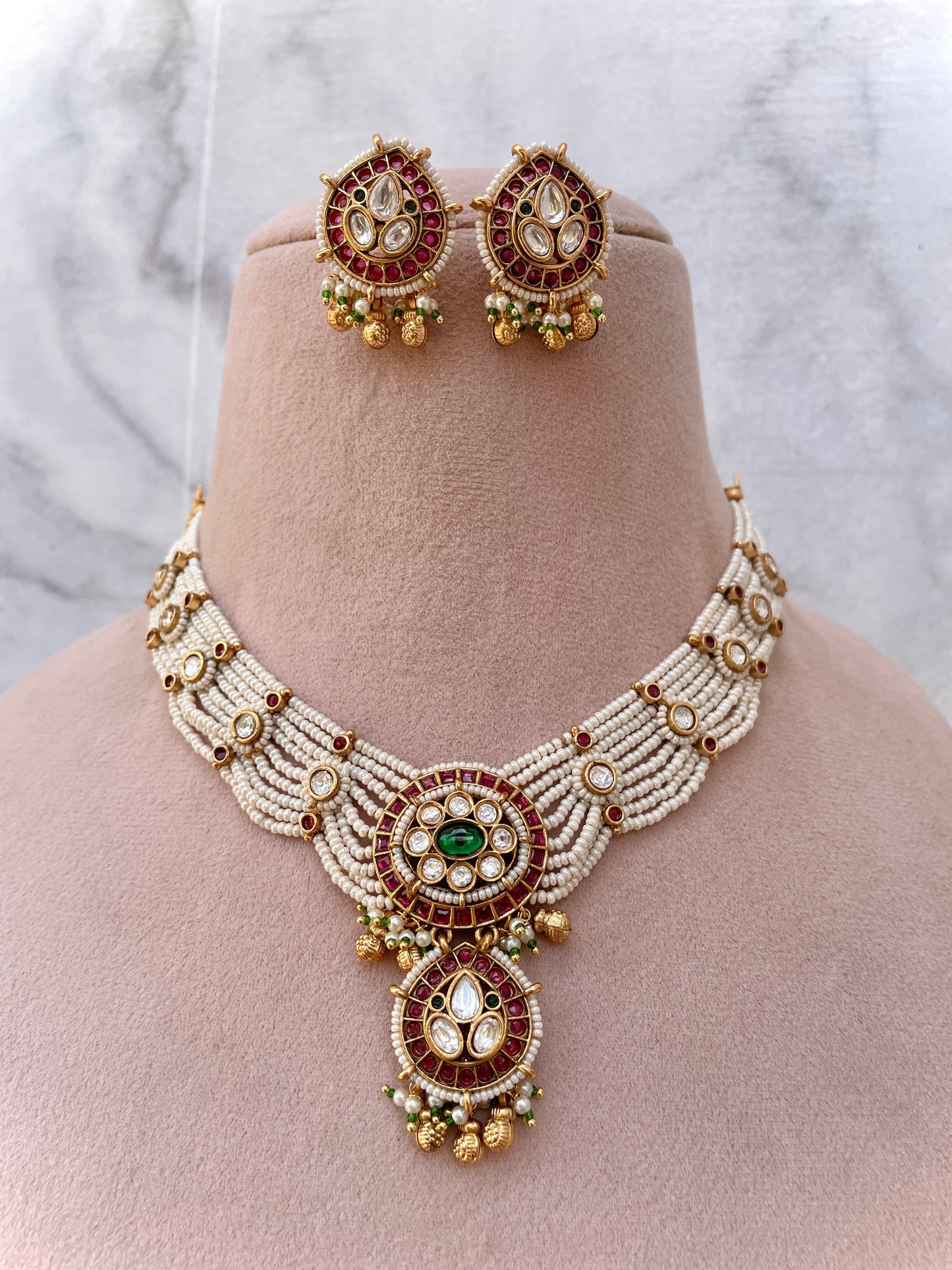 Tulsi Antique Pearl Necklace Set